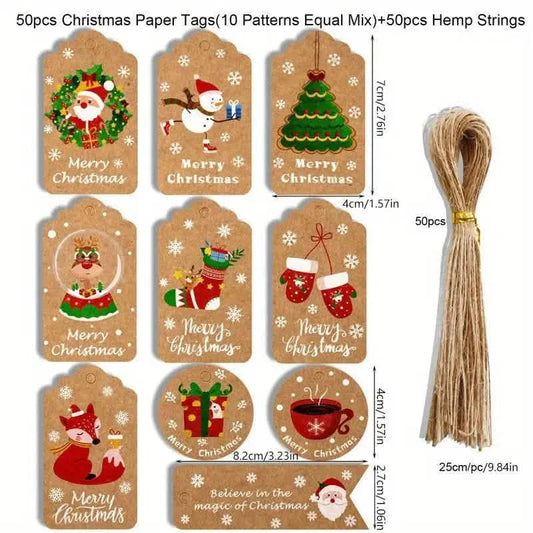 50-Pieces: Christmas Gift Box Decoration Tag DailySale