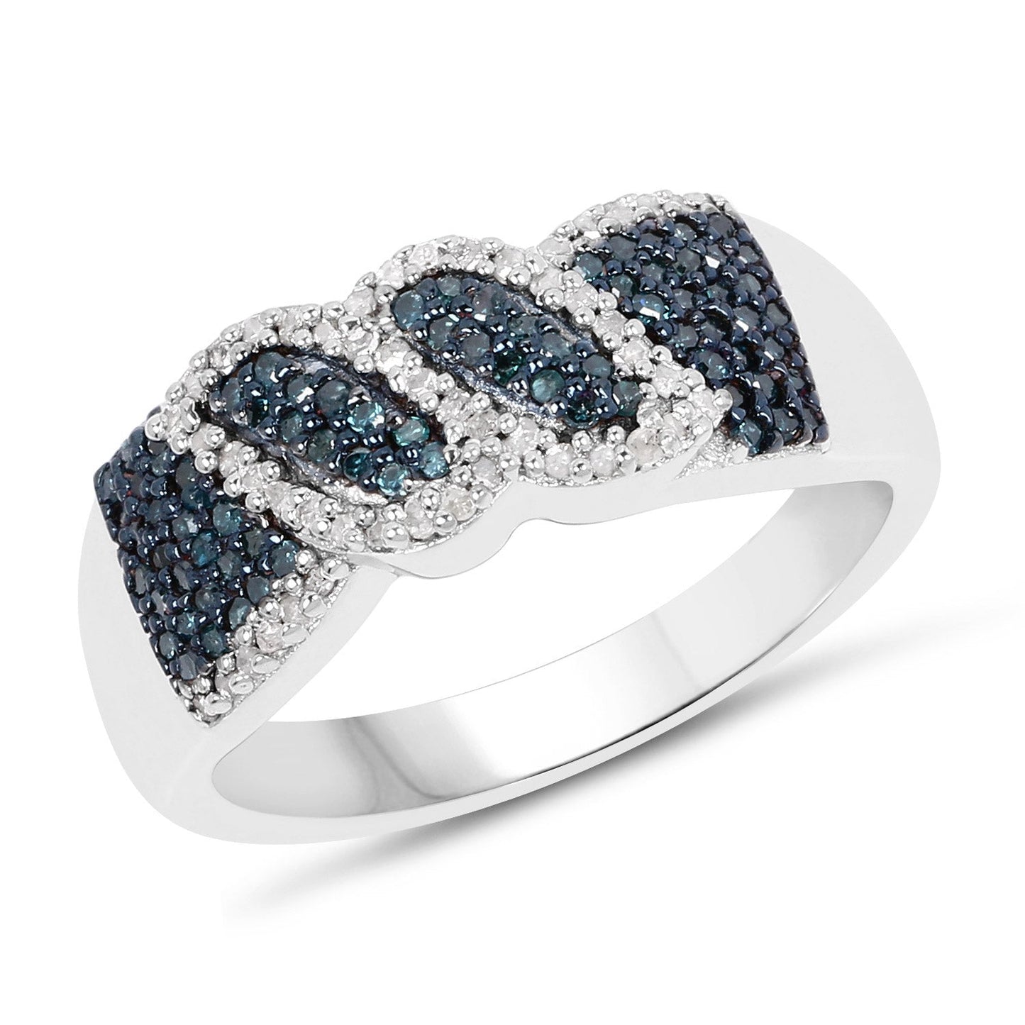0.67 Carat Genuine Blue Diamond and White Diamond .925 Sterling Silver Ring Bids.com