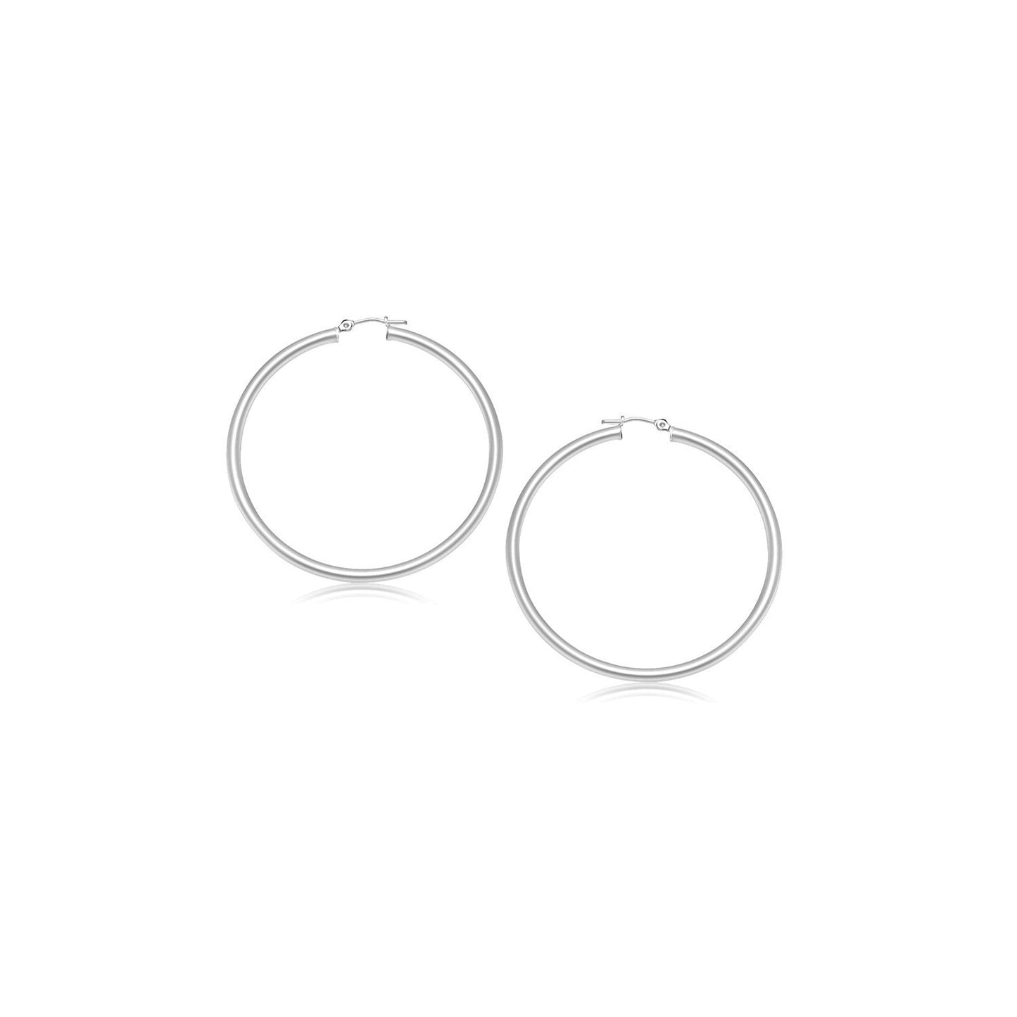 14k White Gold Polished Hoop Earrings (15 mm) Bids.com
