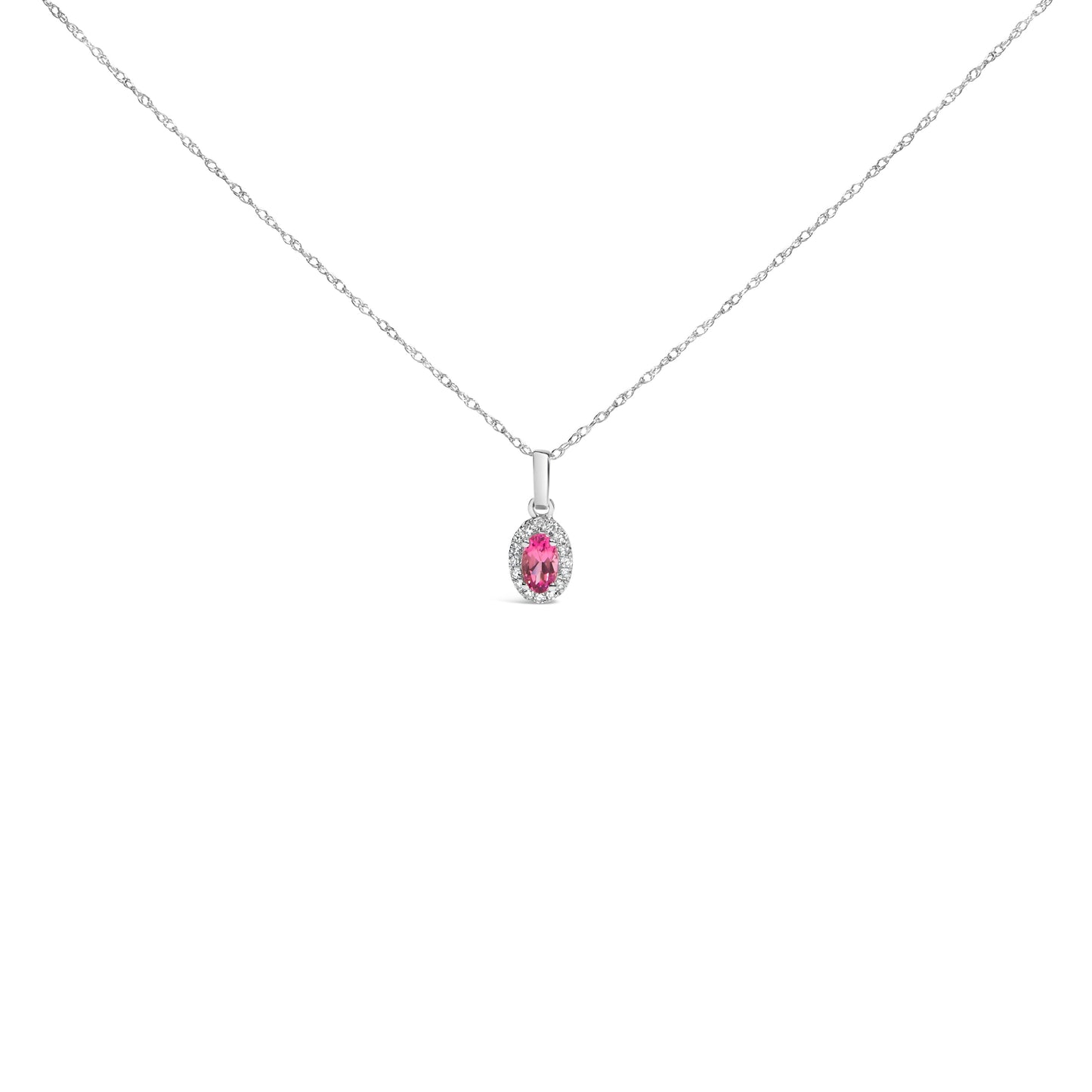 10K White Gold 5x3mm Green Emerald and Diamond Accent Halo Oval Shape 18" Pendant Necklace (I-J Color, I1-I2 Clarity) Bids.com