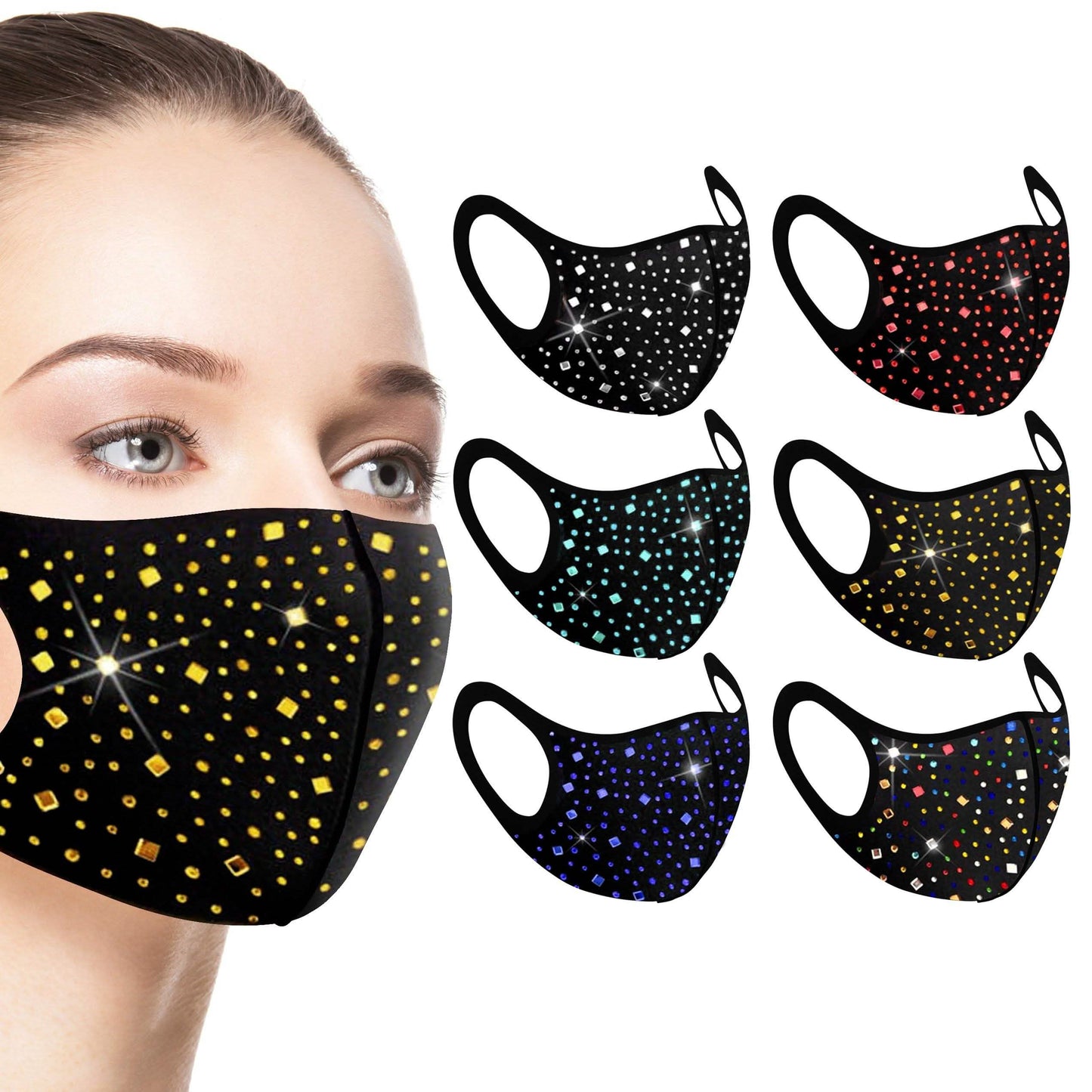 6-Pack: Rhinestone Bling Face Mask DailySale