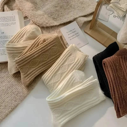 6-Pairs: Thick & Warm Cream Color Sock DailySale