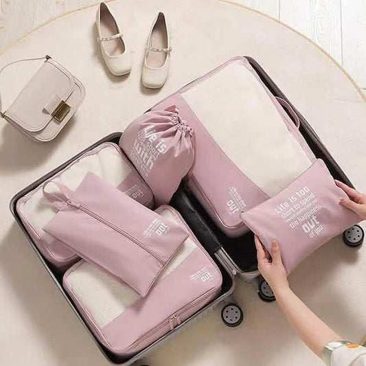6-Pieces: Travel Luggage Organizers Set Packing Cubes with Shoe Bag Cosmetics Accessories DailySale