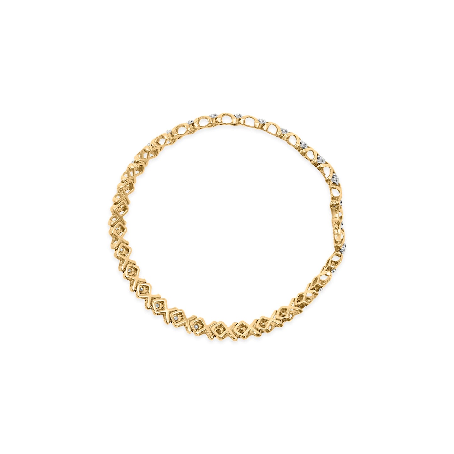 10K Yellow Gold 1/2 Cttw Diamond Alternating X-Link Bracelet Bids.com