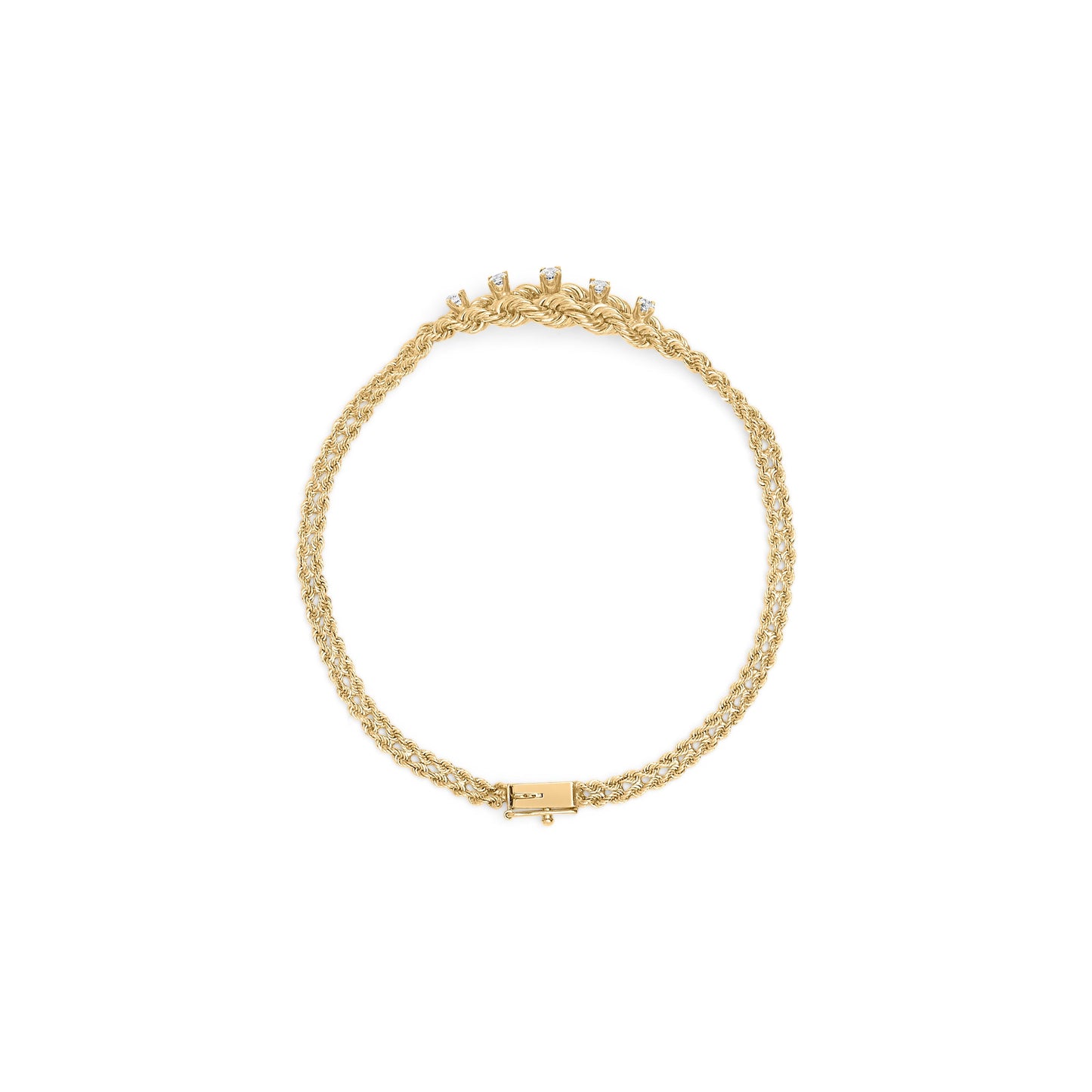10K Yellow Gold 1/4 Cttw Round-Cut Diamond Basket Weave Rope Chain Style 7" Bracelet (H-I Color, I1-I2 Clarity) Bids.com