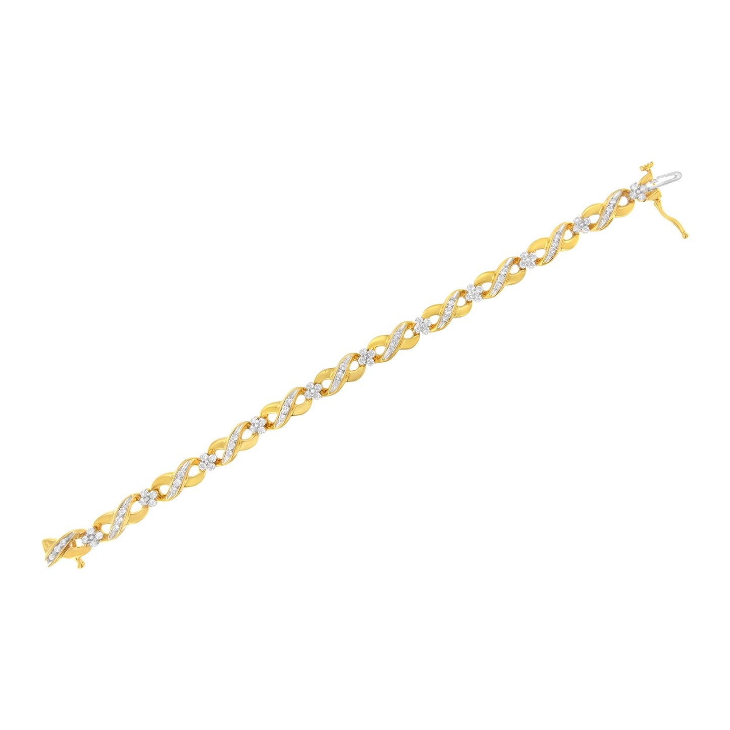 10K Yellow Gold Round-Cut Diamond Infinite Love Bracelet (1.00 cttw, I-J Color, I2-I3 Clarity) Bids.com