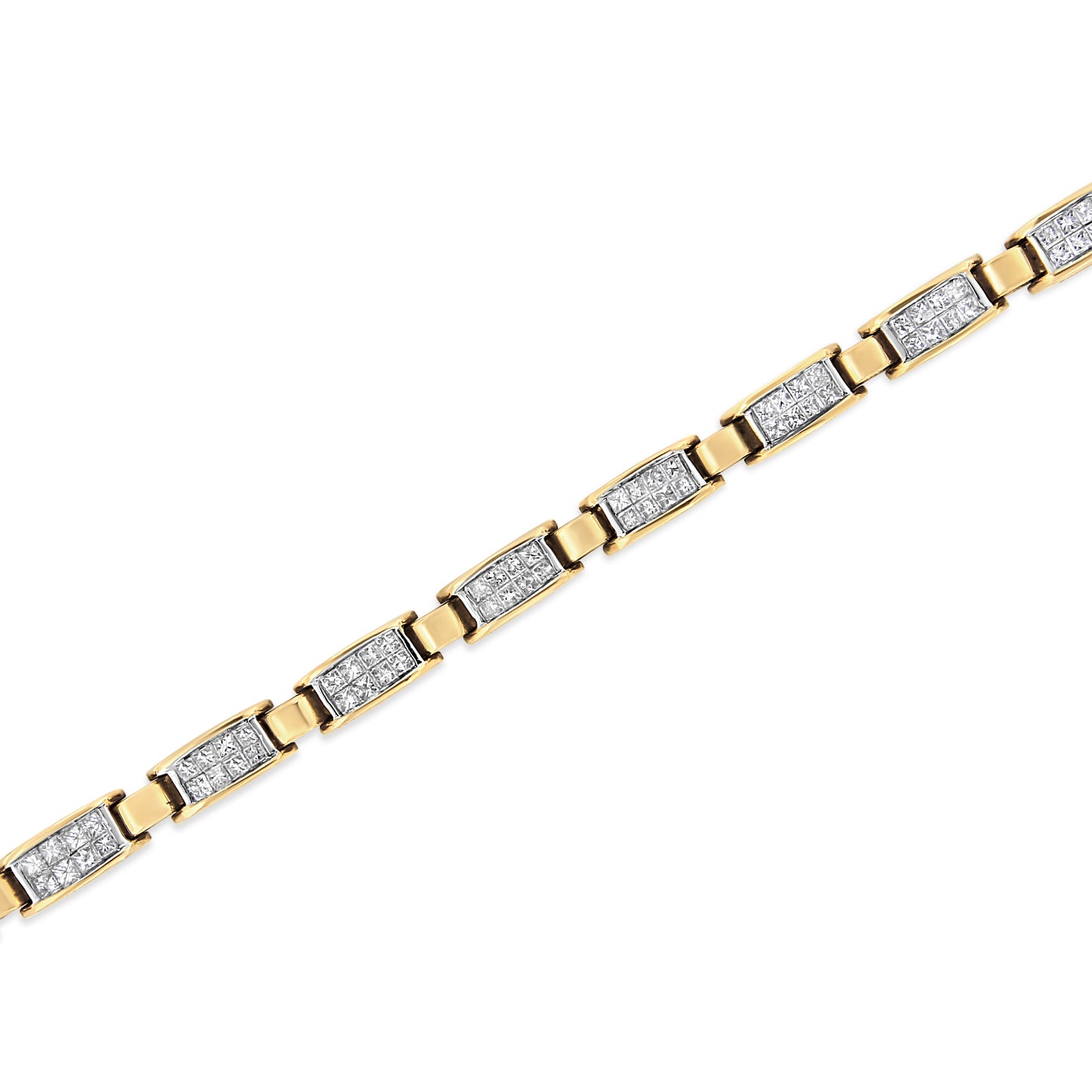 14K Yellow Gold 2 1/2 Cttw Princess-Cut Diamond Link Tennis Bracelet (H-I Color, SI2-I1 Clarity) - 7.25" Bids.com