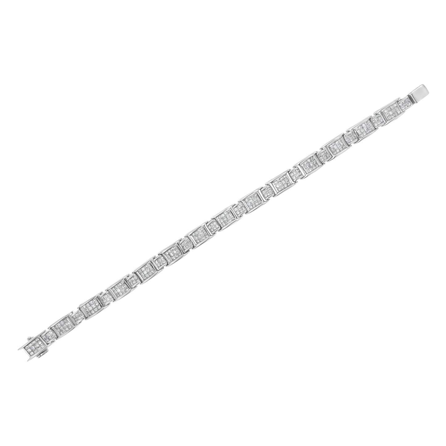 14K White Gold 5.0 Cttw Princess-Cut Diamond Rectangular Alternating Station 7" Tennis Bracelet (G-H Color, SI1-SI2 Clarity) Bids.com