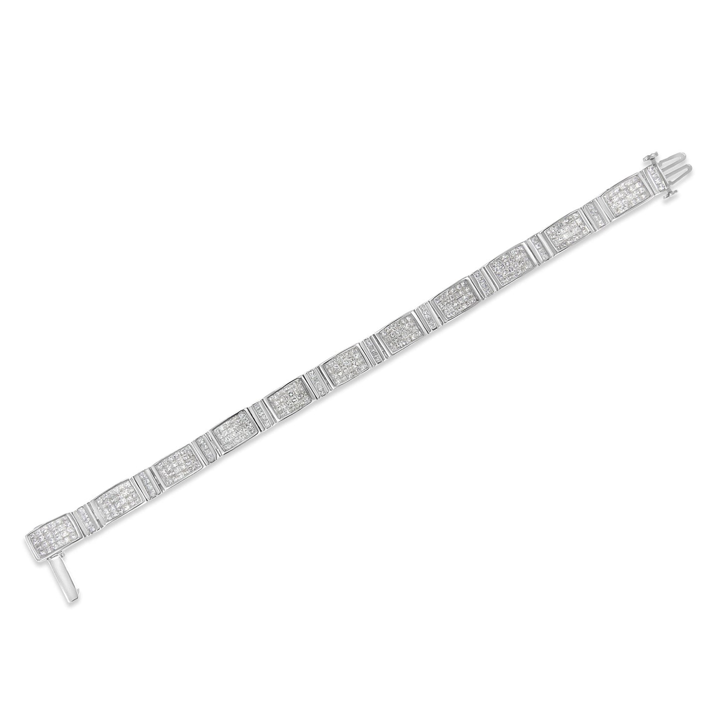 14K White Gold 7.0 Cttw Princess Cut Diamond 7" Alternating Vertical and Horizontal Rectangular Link Tennis Bracelet (H-I Color, SI2-I1 Clarity) Bids.com