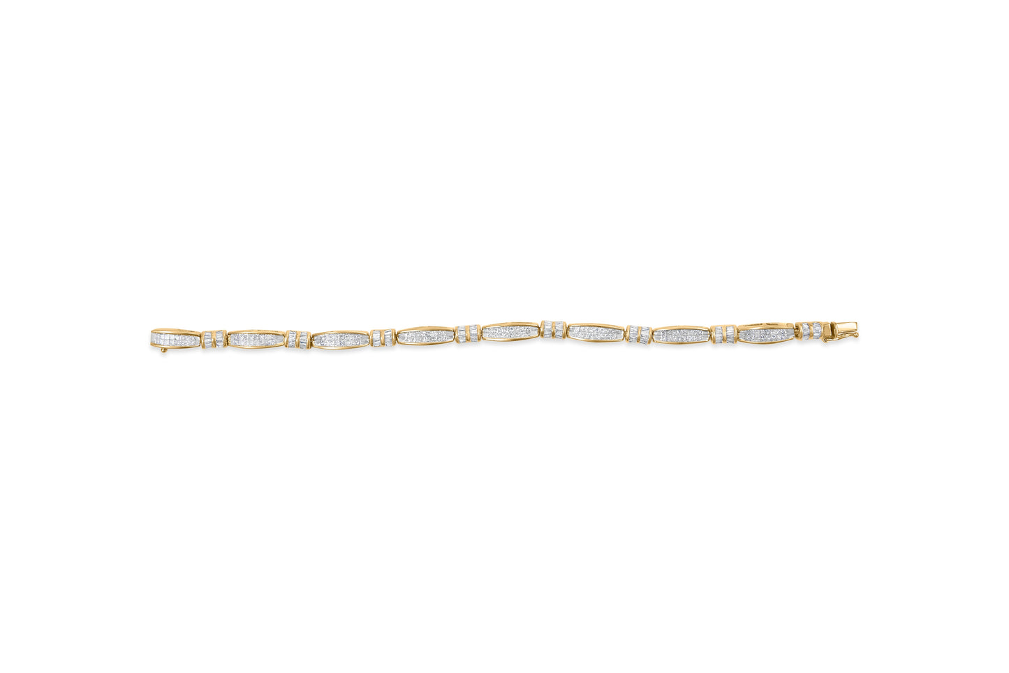 14K Yellow Gold Princess and Baguette Cut Diamond Beaded Bracelet (3.00 cttw, H-I Color, SI1-SI2 Clarity) Bids.com