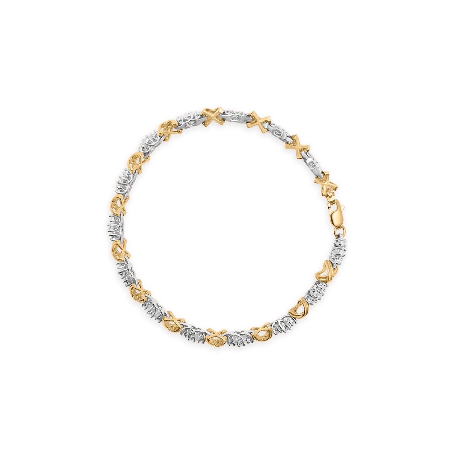 10K Two-Tone Gold 1.00 Cttw Diamond X-Link Link Bracelet Bids.com