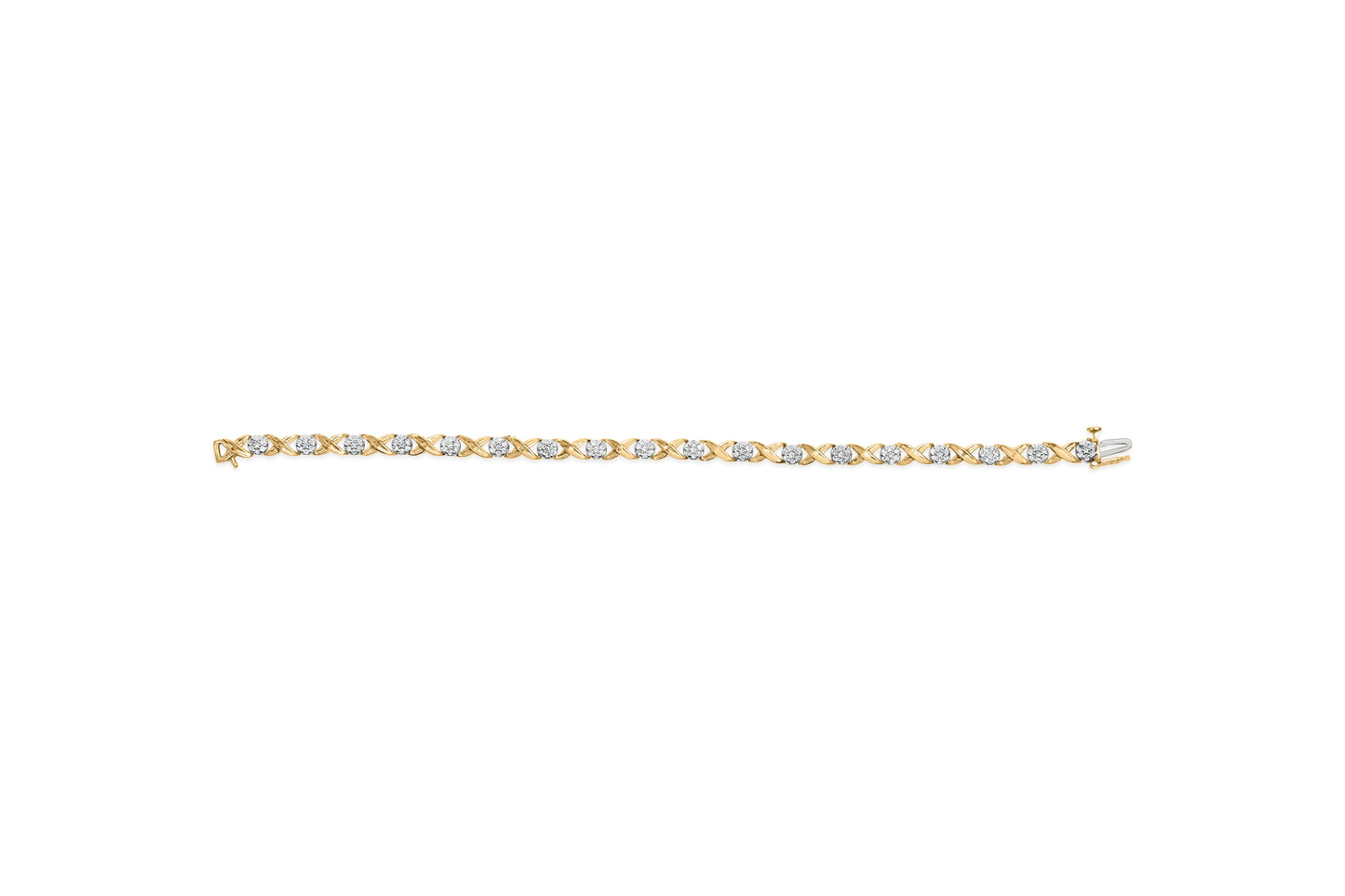10K White Gold 1.00 Cttw Diamond Floral Cluster and X-Link 7.25" Bracelet (I-J Color, I1-I2 Clarity) Bids.com