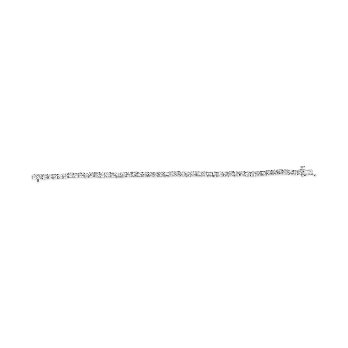 10K White Gold 1/2 Cttw Real Diamond Illusion-Set Miracle Plate Tennis Bracelet (I-J Color, SI2-I1 Clarity) - Size 7.5" Bids.com