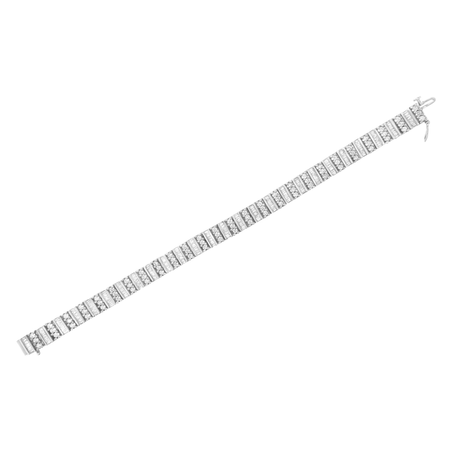 14K White Gold 4 7/8 cttw Baguette & Round Brilliant-Cut Diamond Channel- & Prong-Set Tennis Bracelet (I-J Color, I1-I2 Clarity) - Size 7.25" Bids.com