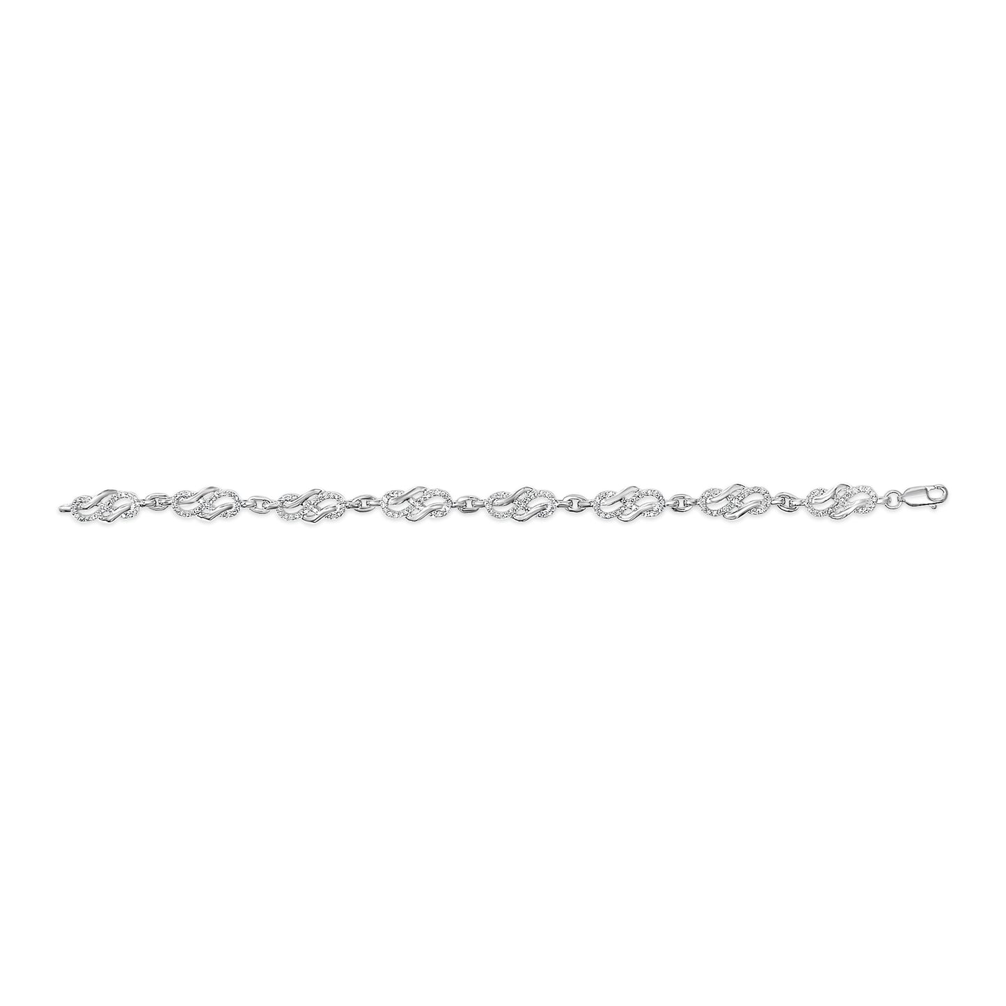 .925 Sterling Silver 1.0 Cttw Diamond Infinity Loop and Swirl Link Bracelet (I-J Color, I2-I3 Clarity) - 7.25" Inches Bids.com