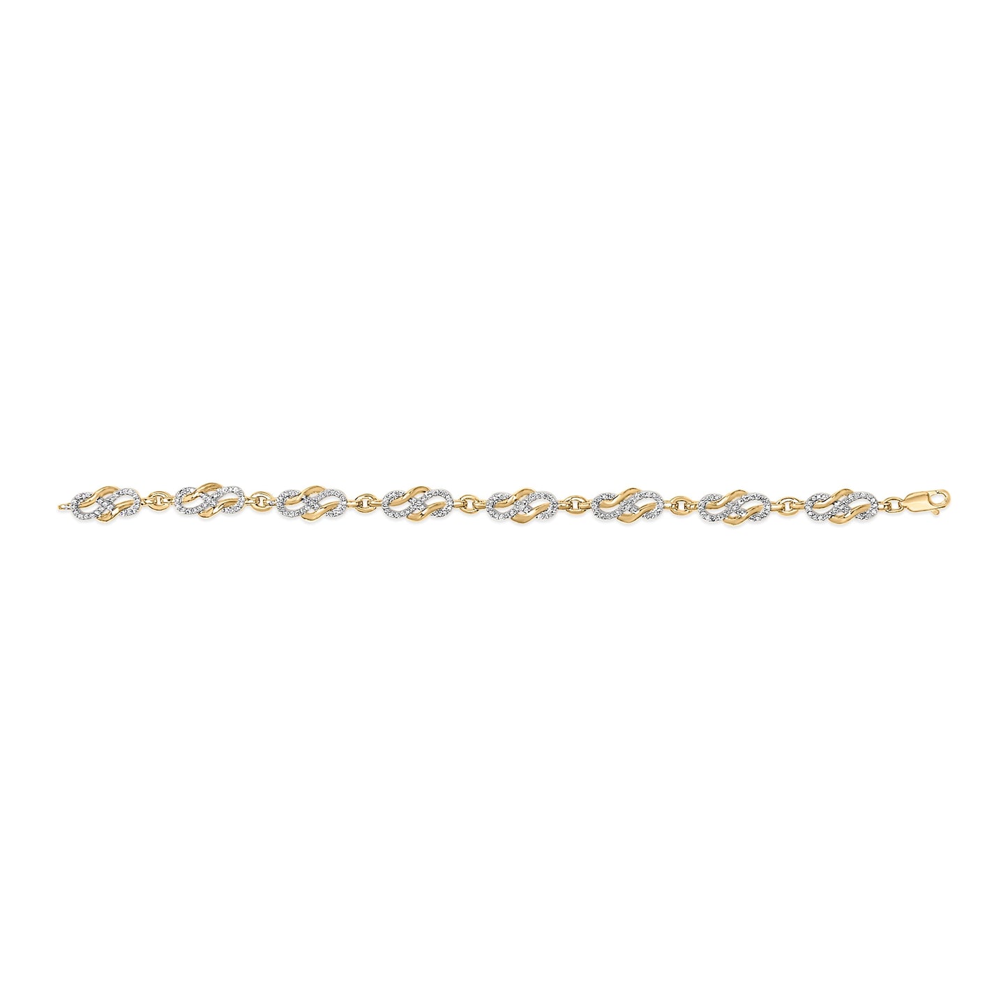14K Yellow Gold Plated .925 Sterling Silver 1.0 Cttw Diamond Infinity Loop and Swirl Link Bracelet Bids.com