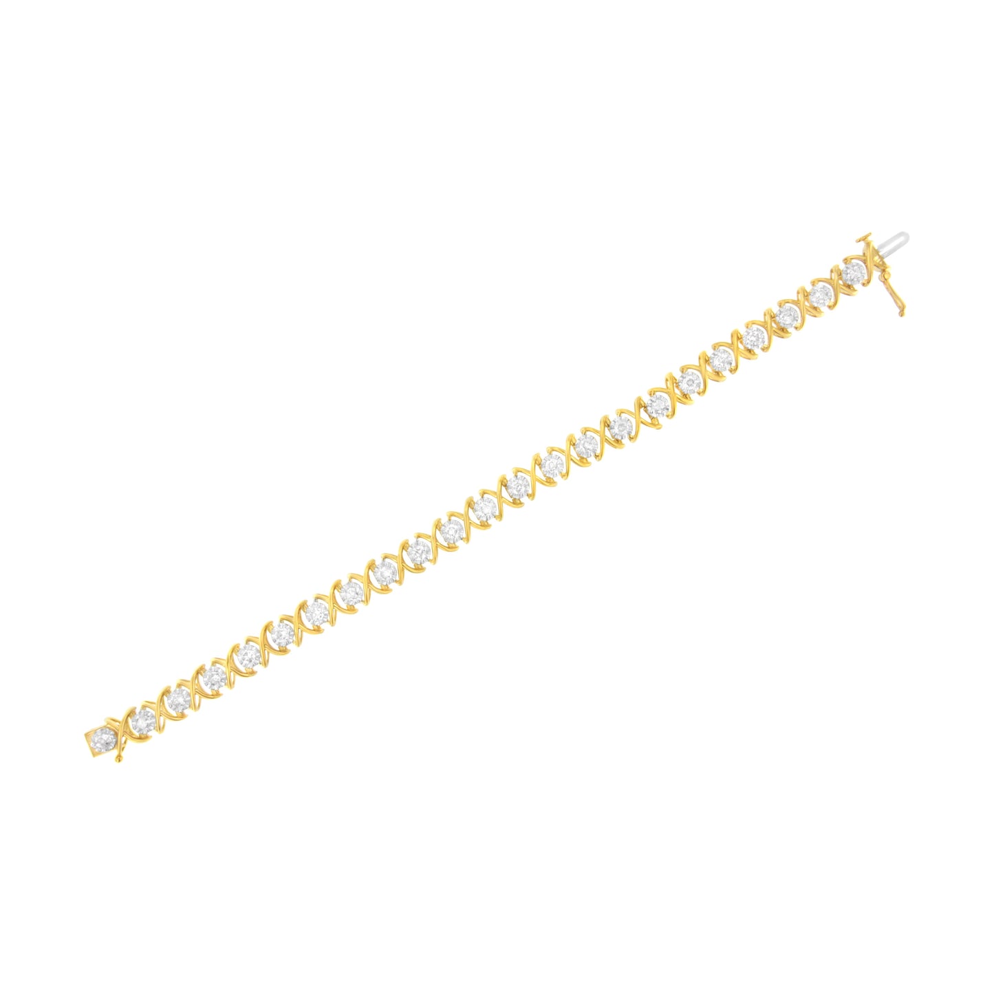 10K Yellow Gold Plated Sterling Silver 2 cttw Diamond "XOXO" Bracelet (J-K Clarity, I1-I2 Color) - Size 7.25" Bids.com