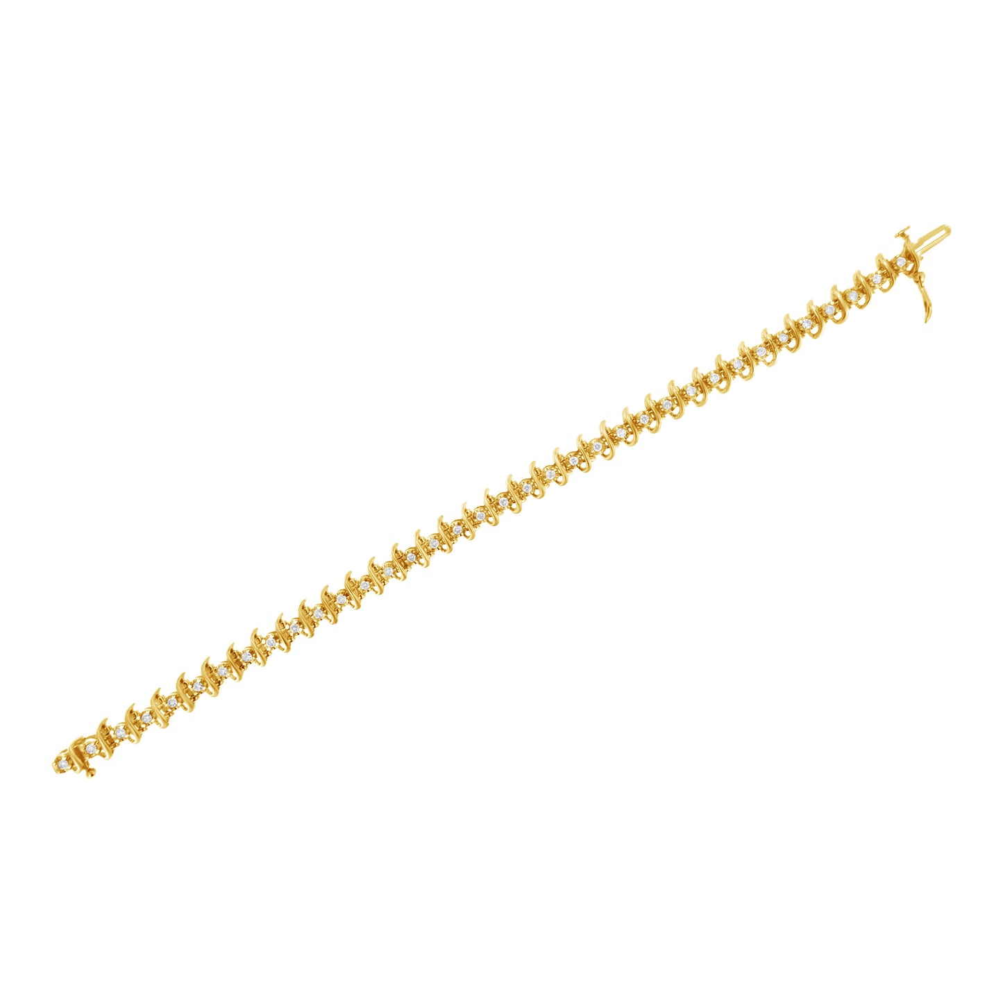 10KT Yellow Gold Plated .925 Sterling Silver 1 cttw Prong-Set Diamond Link Bracelet (J-K, I1-I2) - 7.5" Bids.com