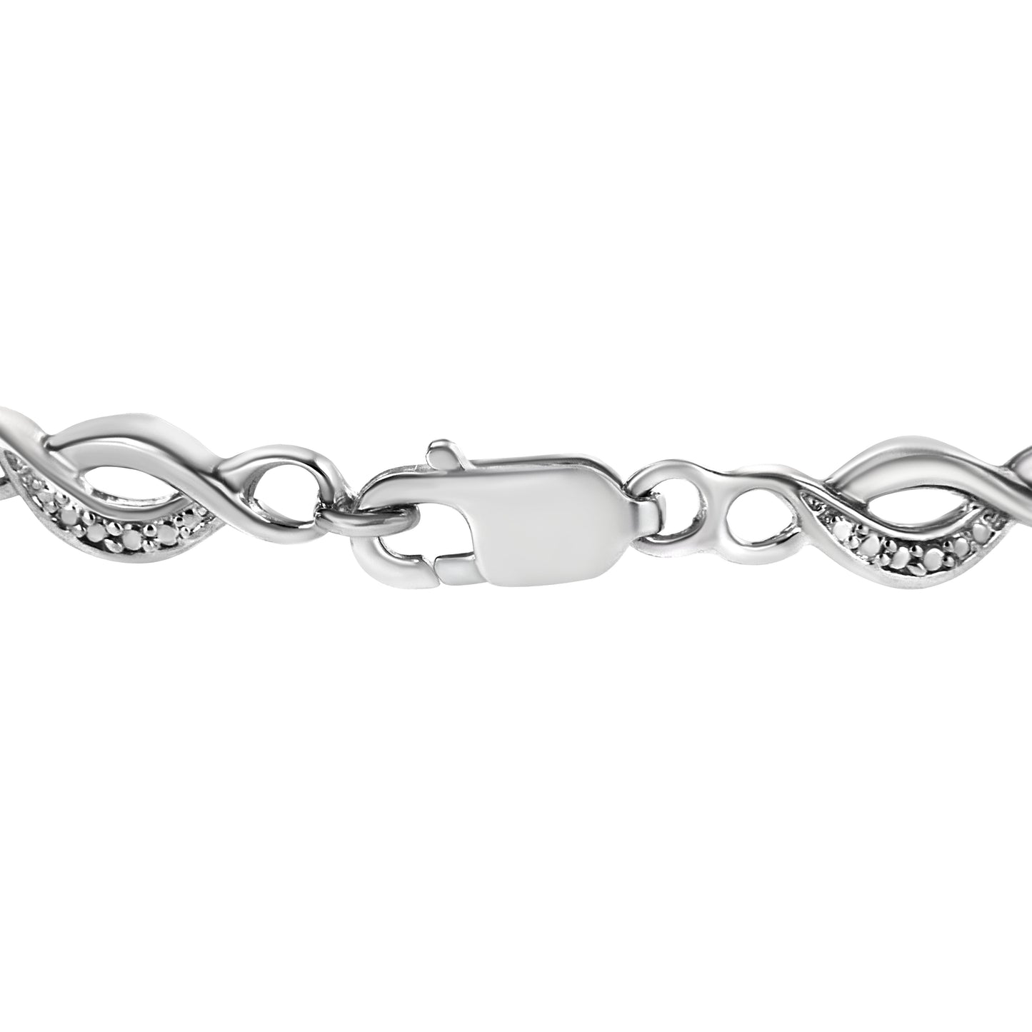 .925 Sterling Silver Prong Set Diamond Accent Curved Spiral Link Bracelet (I-J Color, I3 Clarity) - 7.25" Bids.com