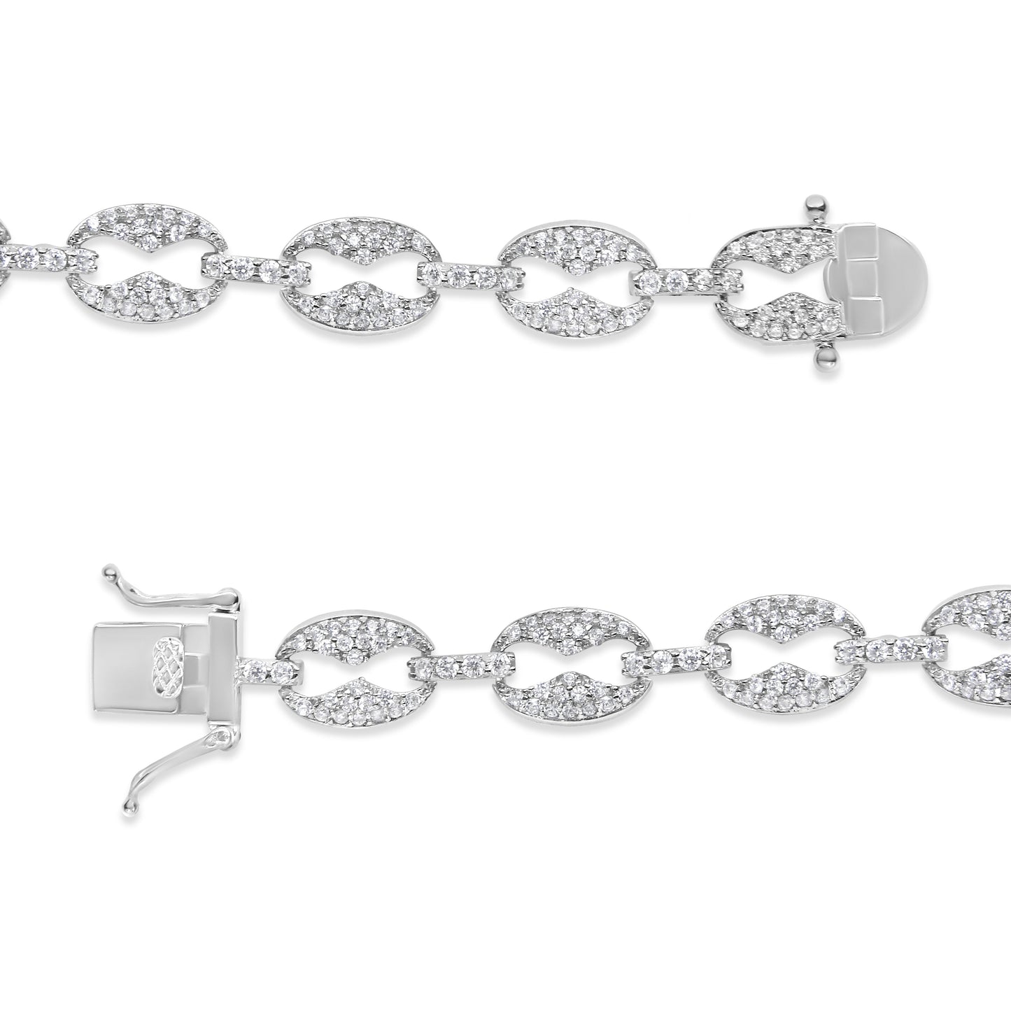 14K White Gold 1 1/2 Cttw Round Diamond Set Link Bracelet (I-J Color, I1-I2 Clarity) - 7" Bids.com
