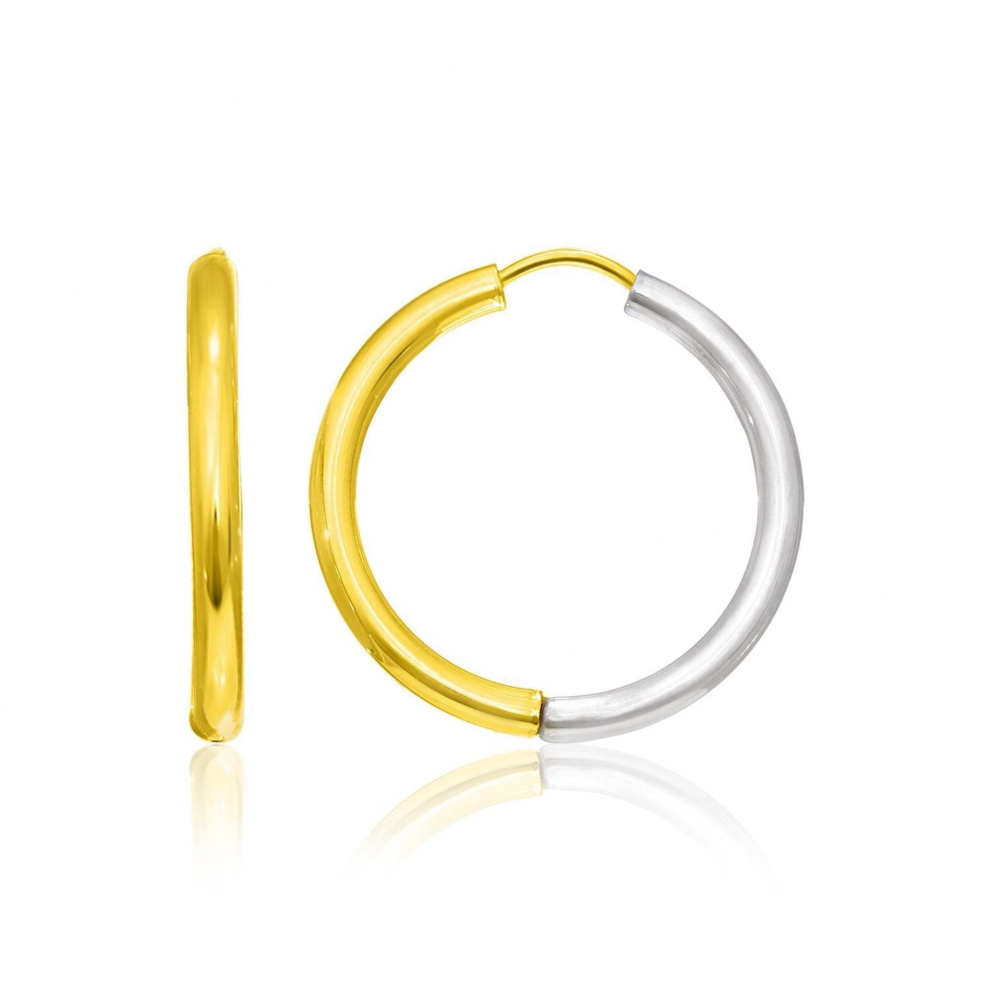 14k Two-Tone Gold Hoop Earrings in a Hinged Style Bids.com