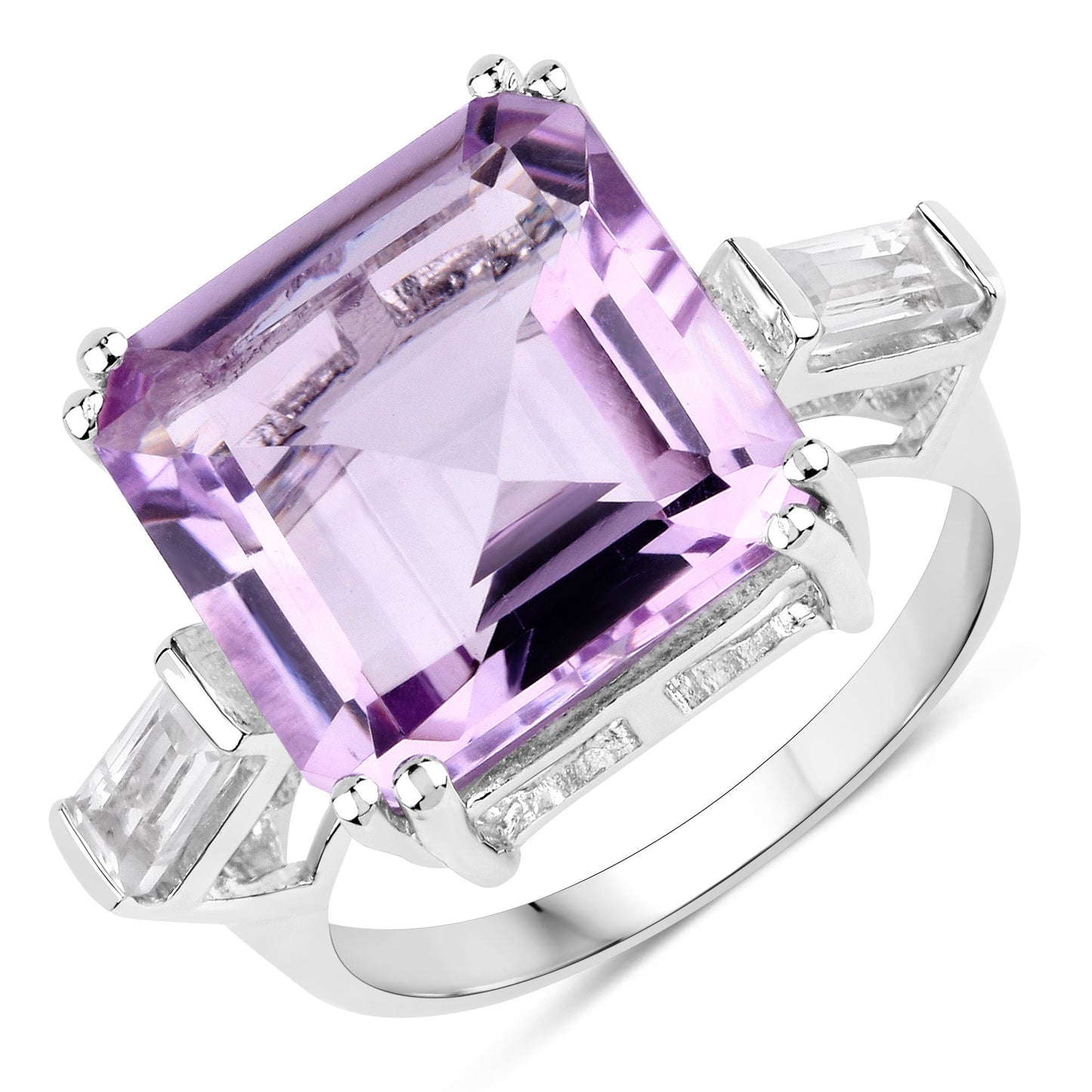8.30 Carat Genuine Pink Amethyst and White Topaz .925 Sterling Silver Ring Bids.com