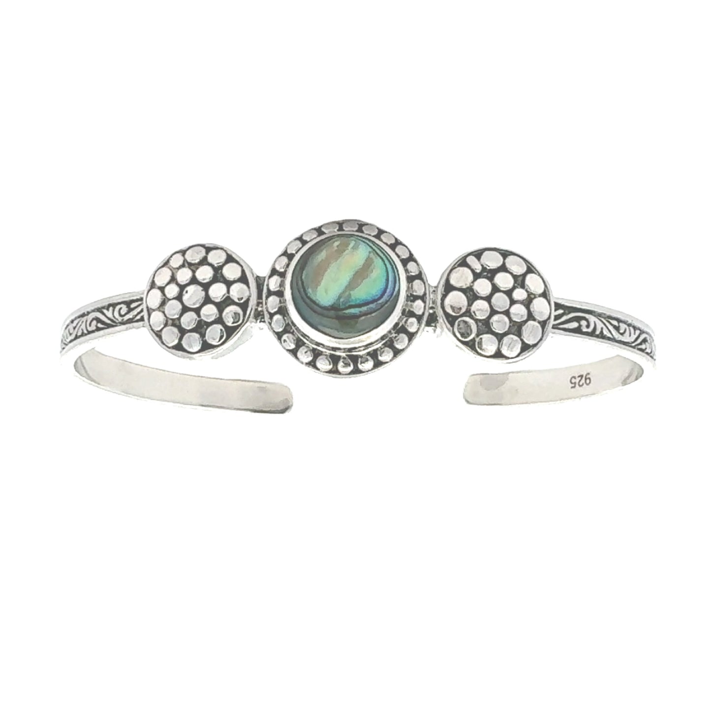 Genuine Abalone Bangle Bracelet Sterling Silver Bids.com
