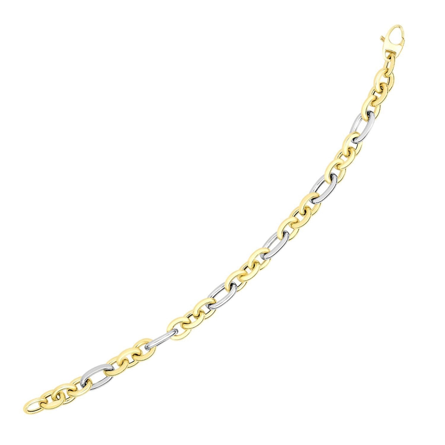 14k Two-Tone Gold Long and Short Style Oval Link Bracelet Bids.com