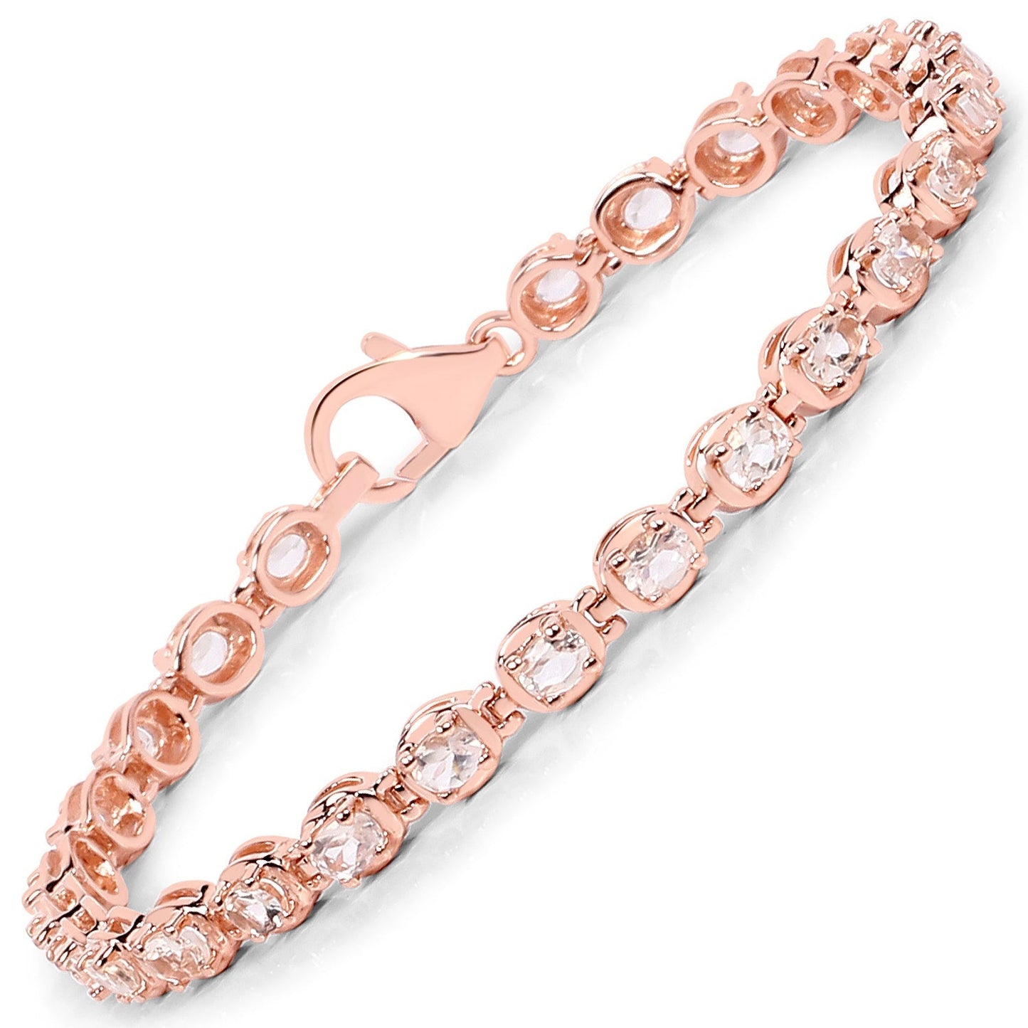 3.75 Carat Genuine Morganite .925 Sterling Silver Bracelet Bids.com