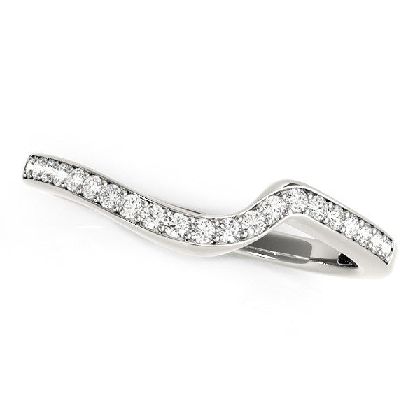 14k White Gold Modern Curved Wedding Ring (1/5 cttw) Bids.com