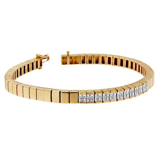 14K Yellow Gold Princess Cut Diamond Banded Bracelet (1.00 cttw, G-H Color, VS1-VS2 Clarity) Bids.com