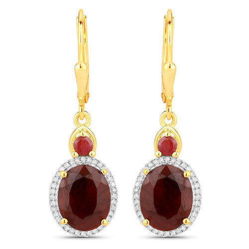 6.98 Carat Dyed Ruby and White Diamond .925 Sterling Silver Earrings Bids.com