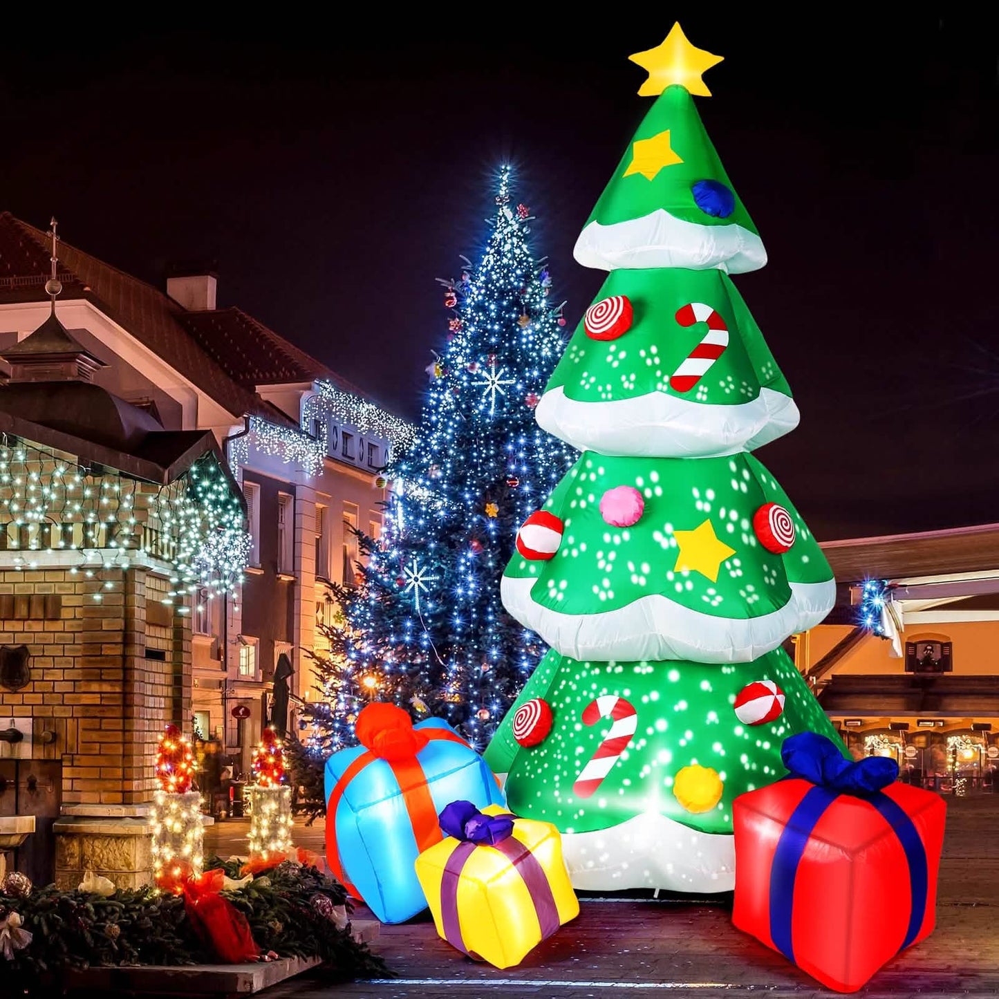 7 Ft. Inflatable Christmas Tree Santa Decor with LED Lights DailySale