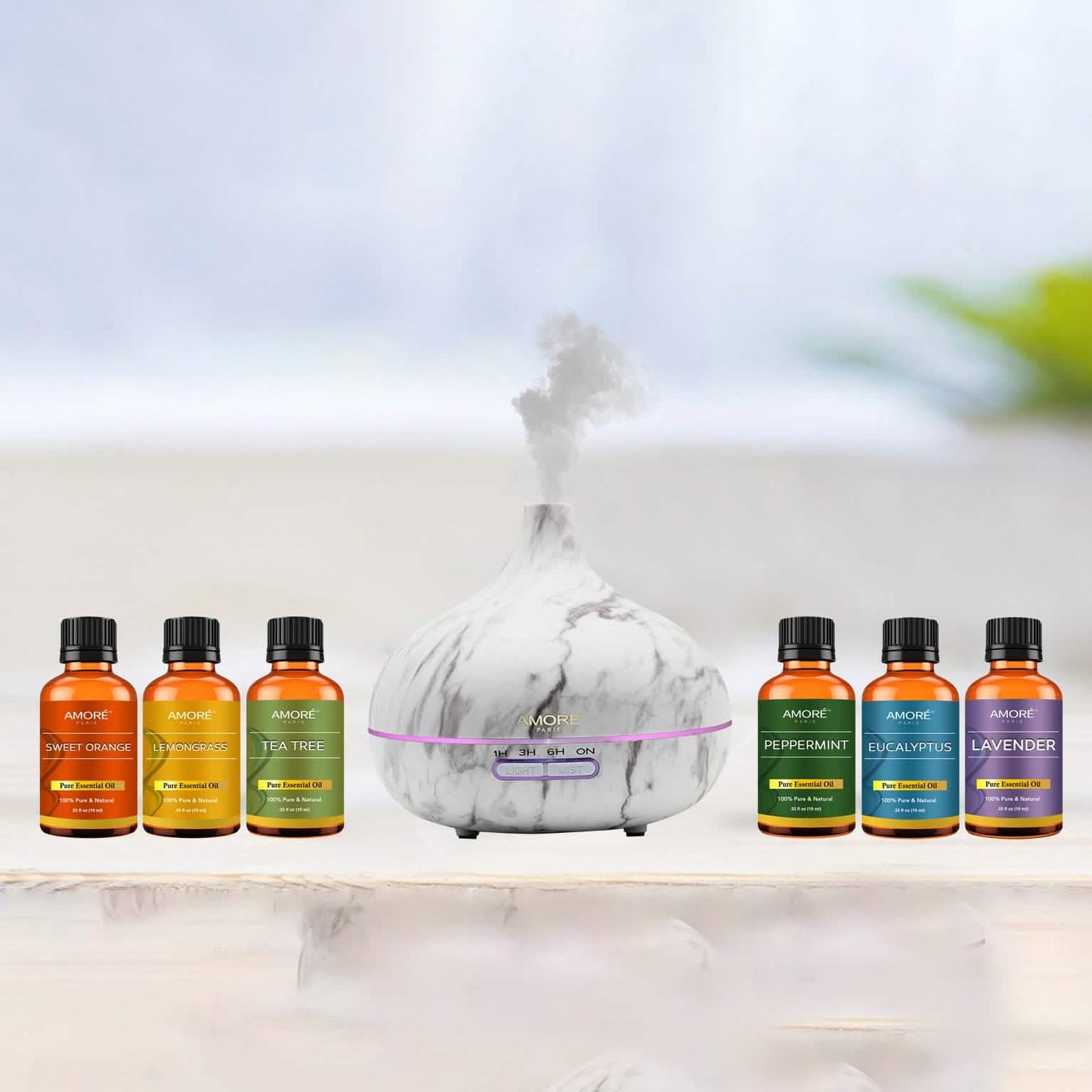 7-Pack: Ultrasonic White Marble Aromatherapy Oil Diffuser With Essential Oil DailySale
