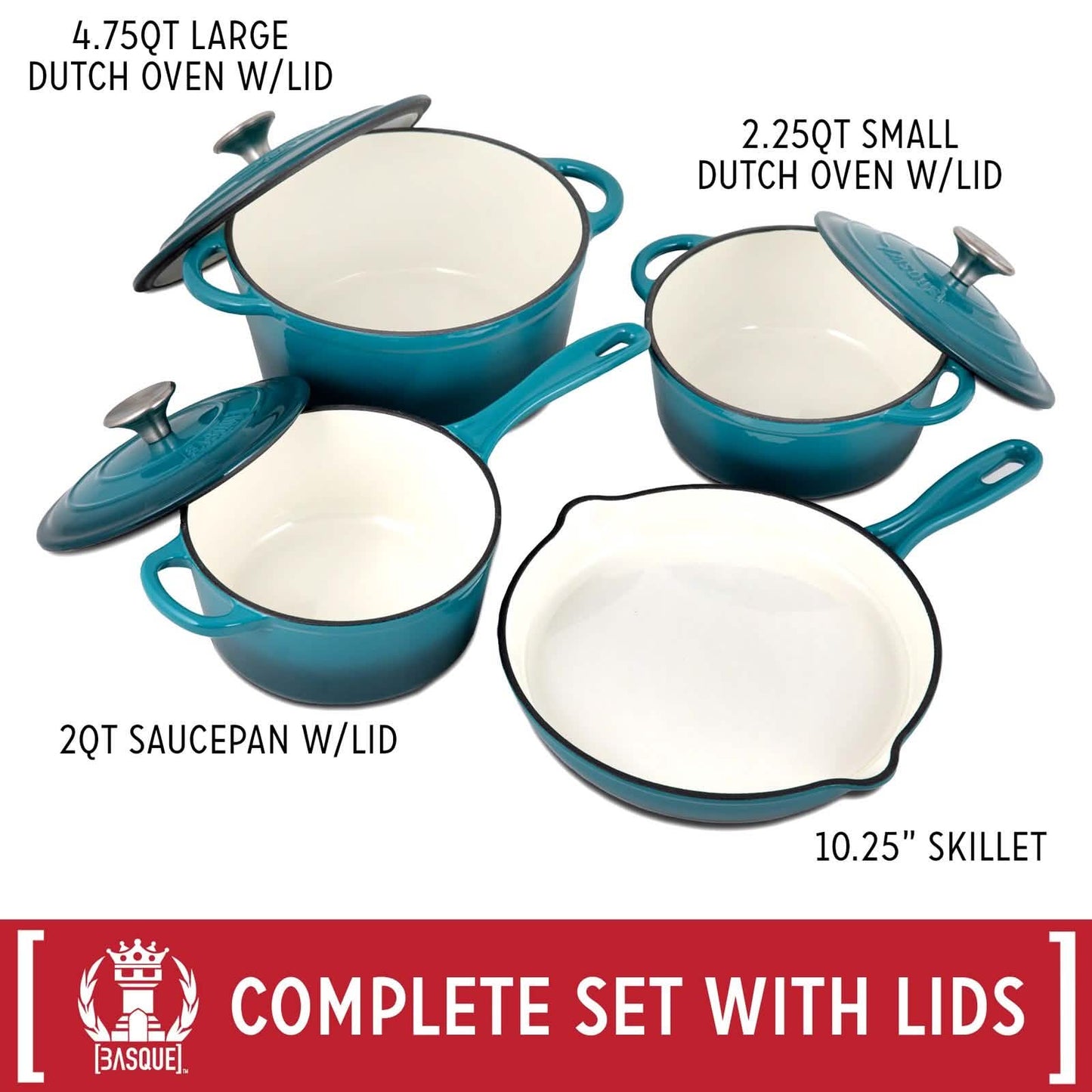7-Piece Set: Basque Enameled Cast Iron Cookware Set DailySale