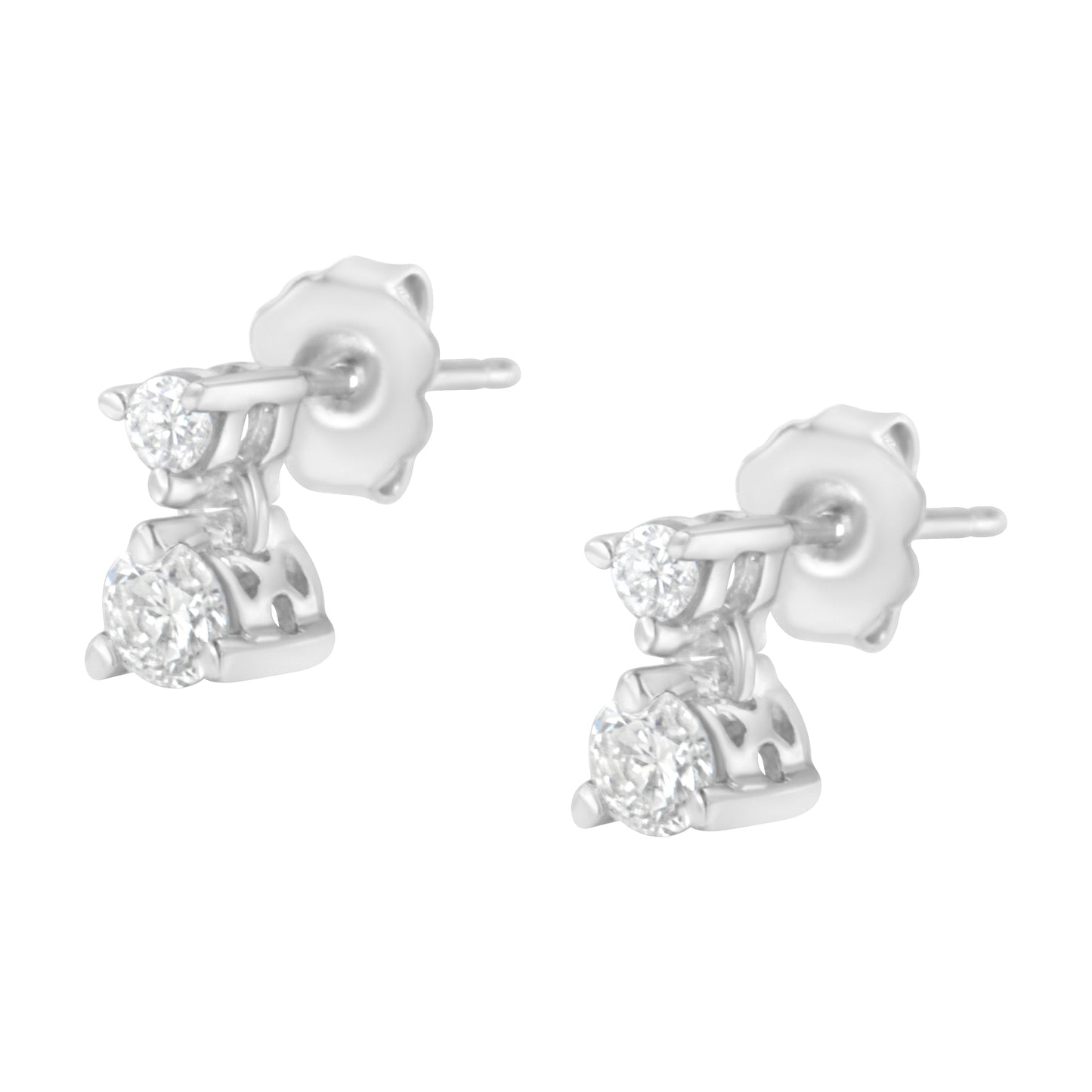 14KT White Gold 1/2 cttw Double Diamond Dangle Stud Earrings (H-I, I1-I2) Bids.com