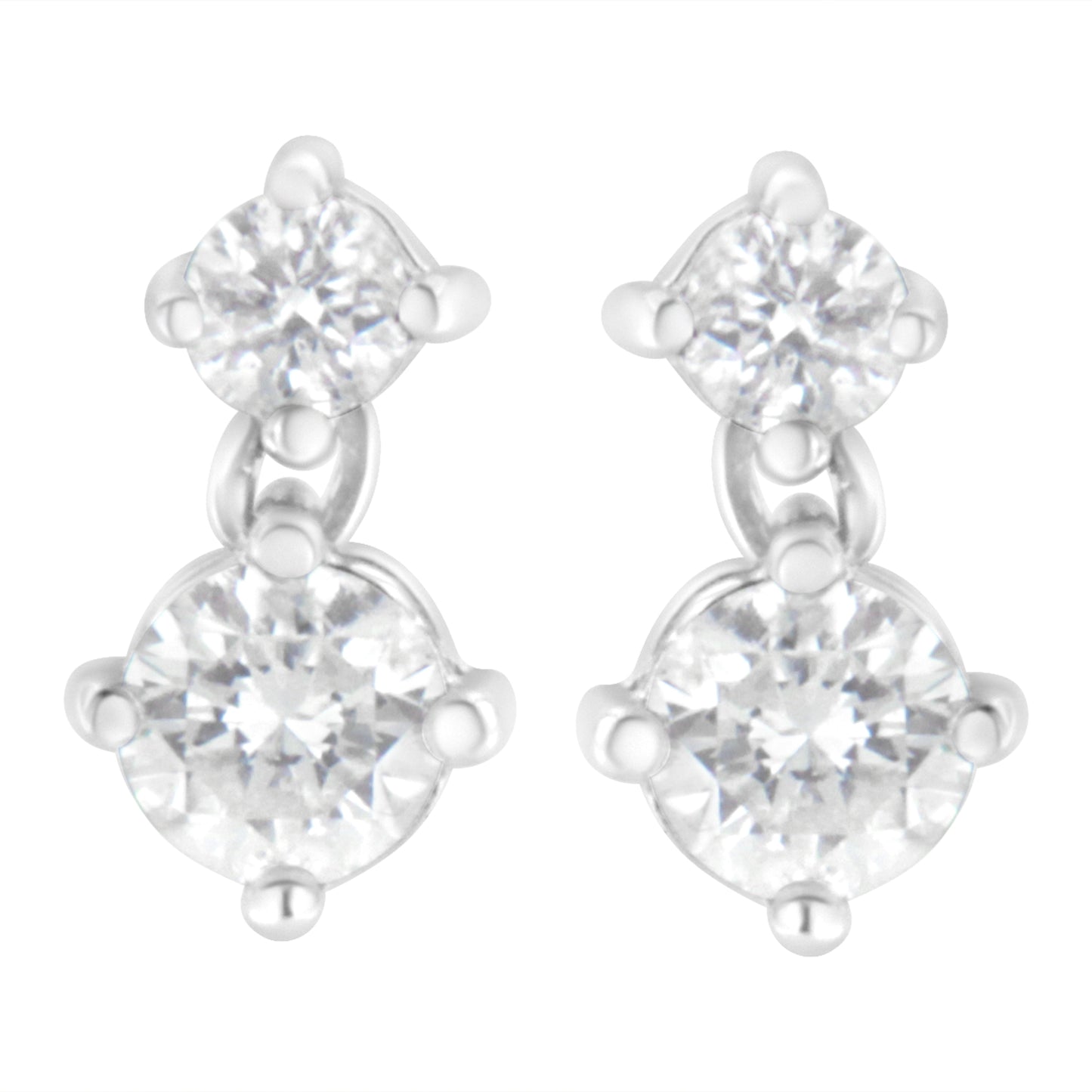14K White Gold 1 cttw Double Diamond Stud Earrings (H-I Clarity, SI2-I1 Color) Bids.com