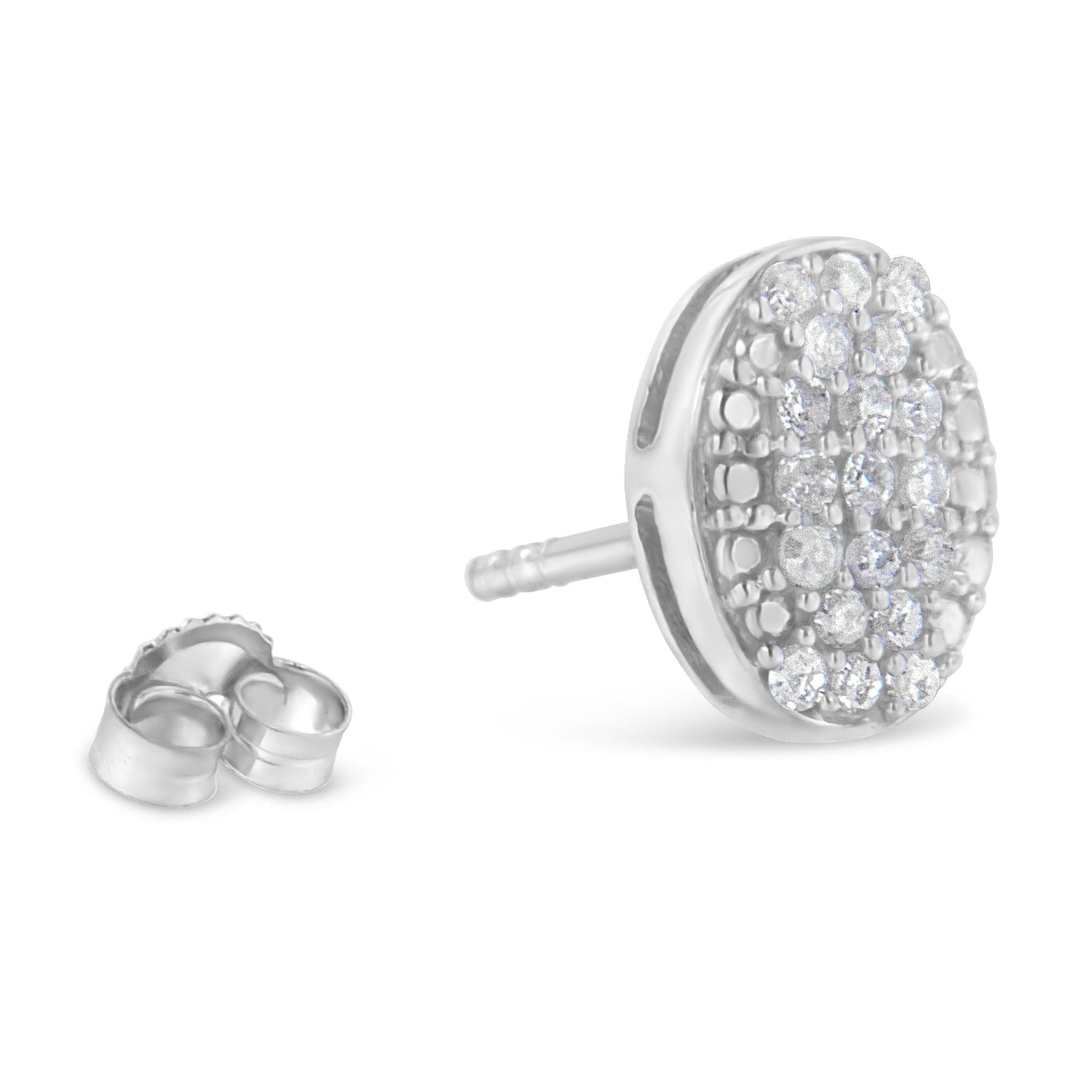 Sterling Silver Round Diamond Oval Cluster Earrings (1/2 cttw, I-J Color, I2-I3 Clarity) Bids.com