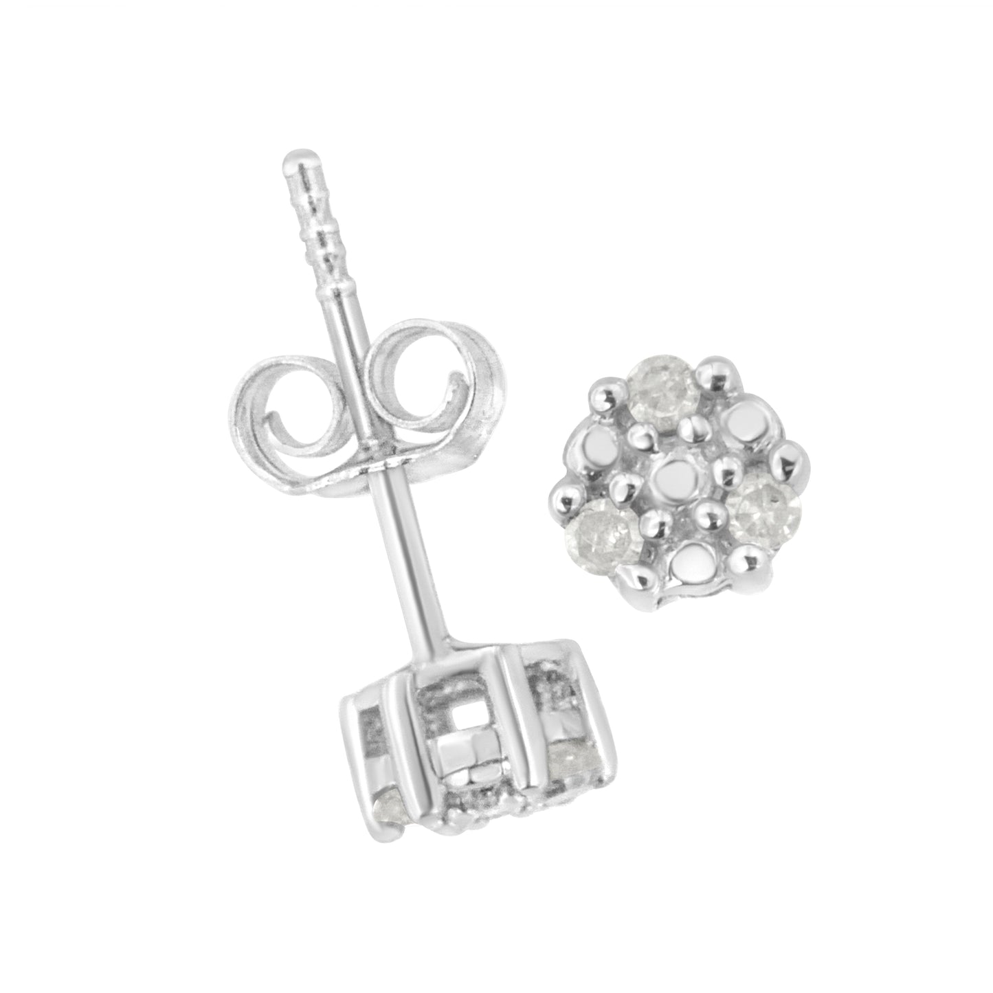 .925 Sterling Silver 1/10 cttw Prong Set Round-Cut Trio Diamond Stud Earrings (I-J Color, I3 Clarity) Bids.com