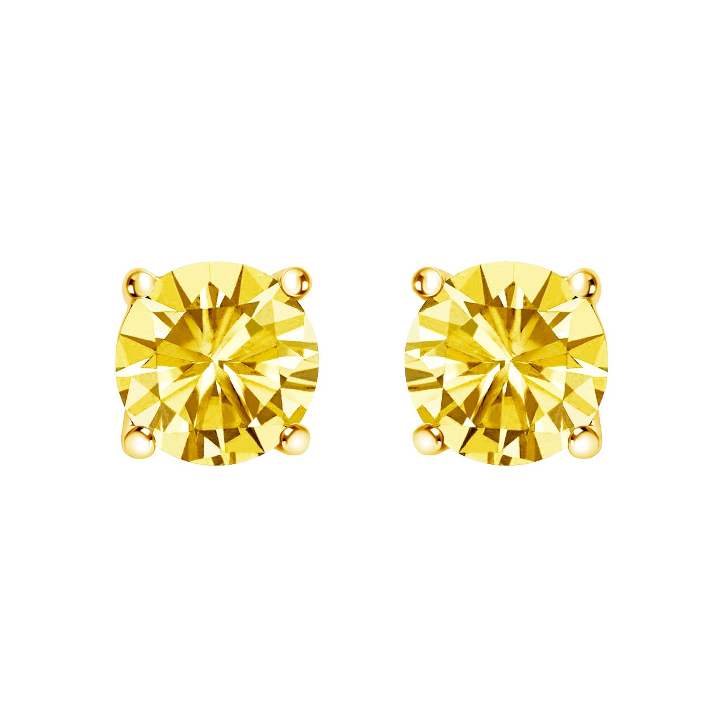 14K White Gold 1.0 Cttw Lab Grown Yellow Diamond Solitaire Stud Earrings (Yellow Color, VS2-SI1 Clarity) Bids.com