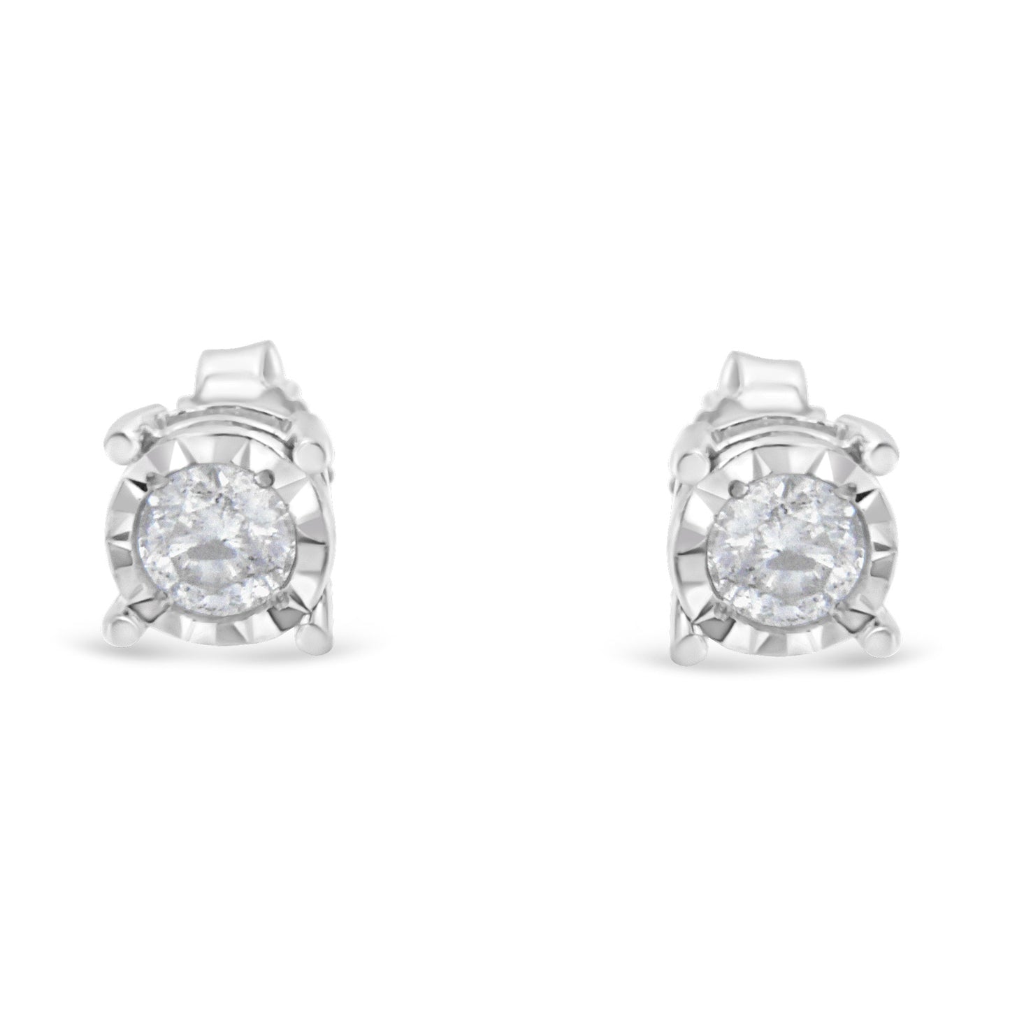 .925 Sterling Silver 1/2 Cttw Near Colorless Round Brilliant-Cut Diamond Miracle-Set Stud Earrings (H-I Color, I2-I3 Clarity) Bids.com