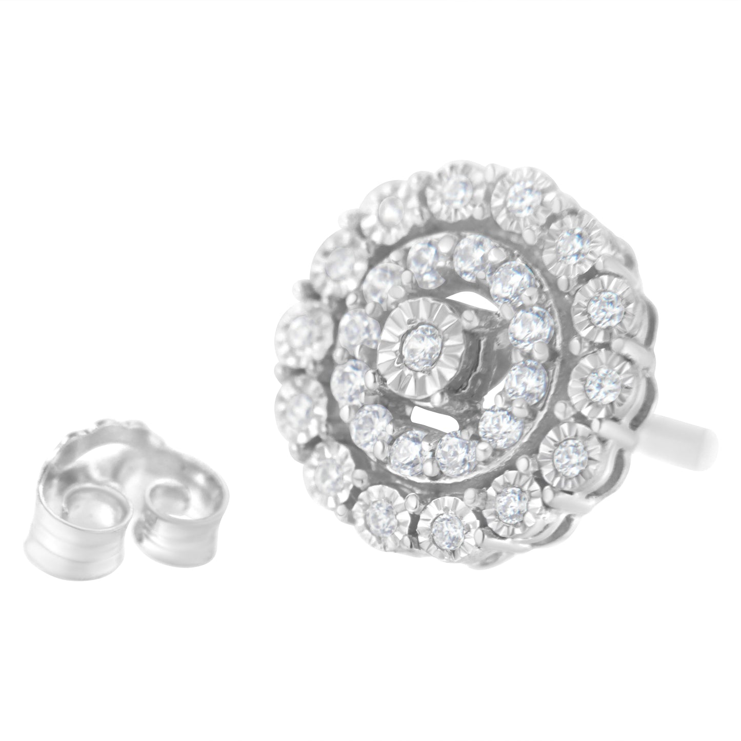 10KT White Gold 1/2 cttw Double Halo Brilliant Round-Cut Diamond Stud Earrings (I-J Clarity, I2-I3 Color) Bids.com