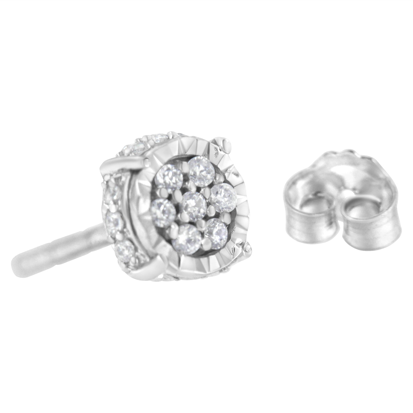 .925 Sterling Silver 1/3 cttw Round-cut Diamond Floral Stud Earring (I-J Clarity, I3 Color) Bids.com