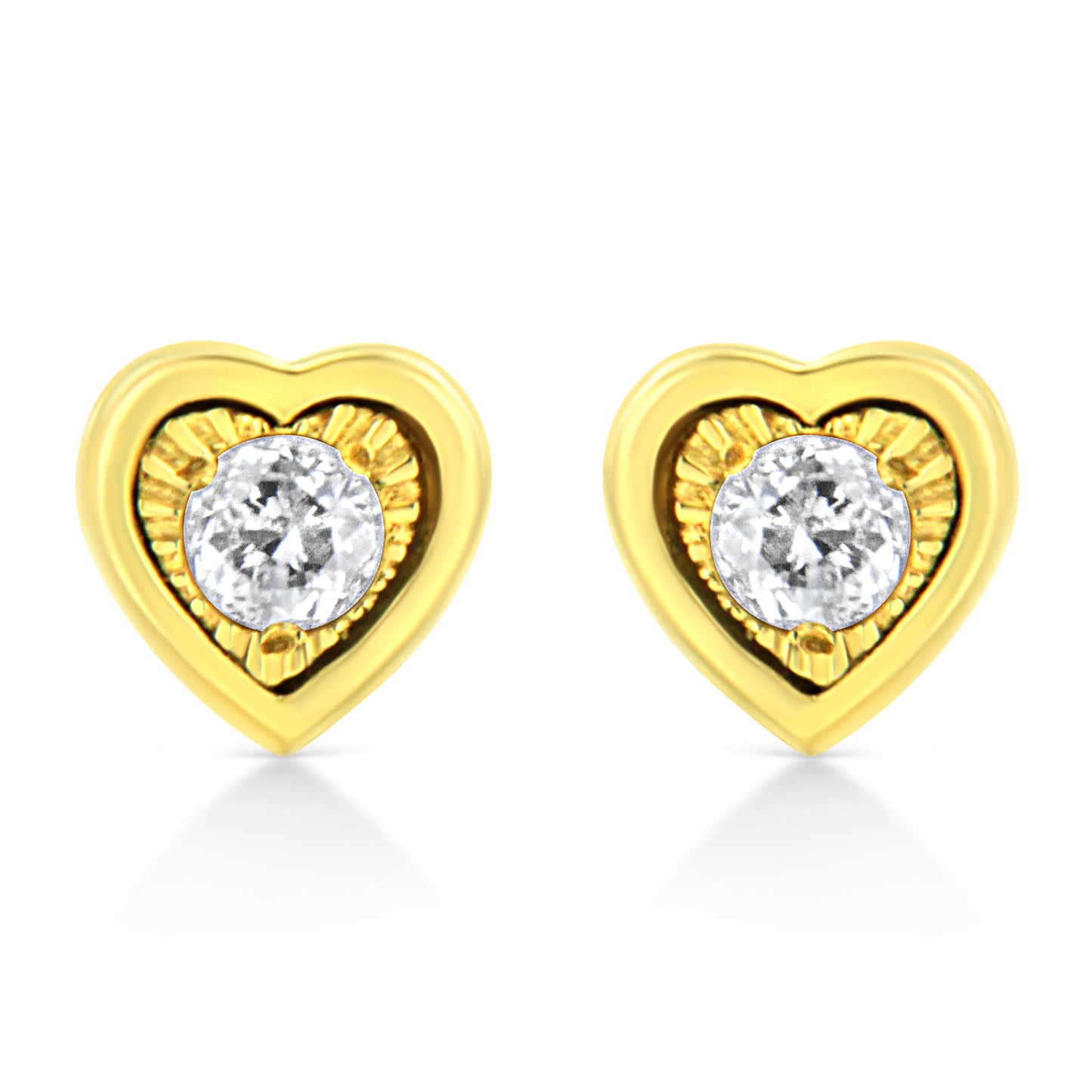 10K Yellow Gold Plated .925 Sterling Silver 1/10 Cttw Miracle-Set Diamond Circle Shape Stud Earrings (K-L Color, I2-I3 Clarity) Bids.com