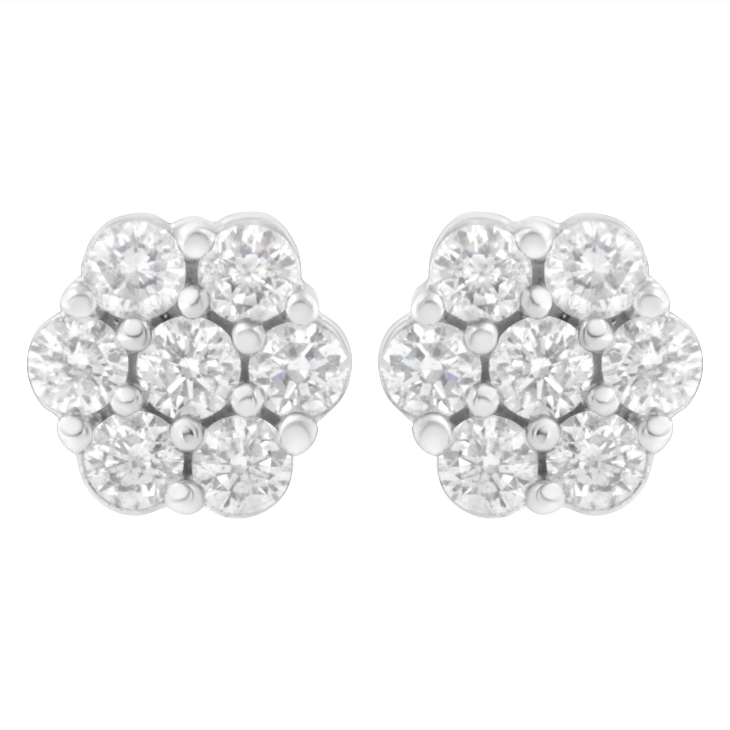 14KT White Gold 1 cttw Diamond Composite Stud Earrings (I-J, SI2-I1) Bids.com