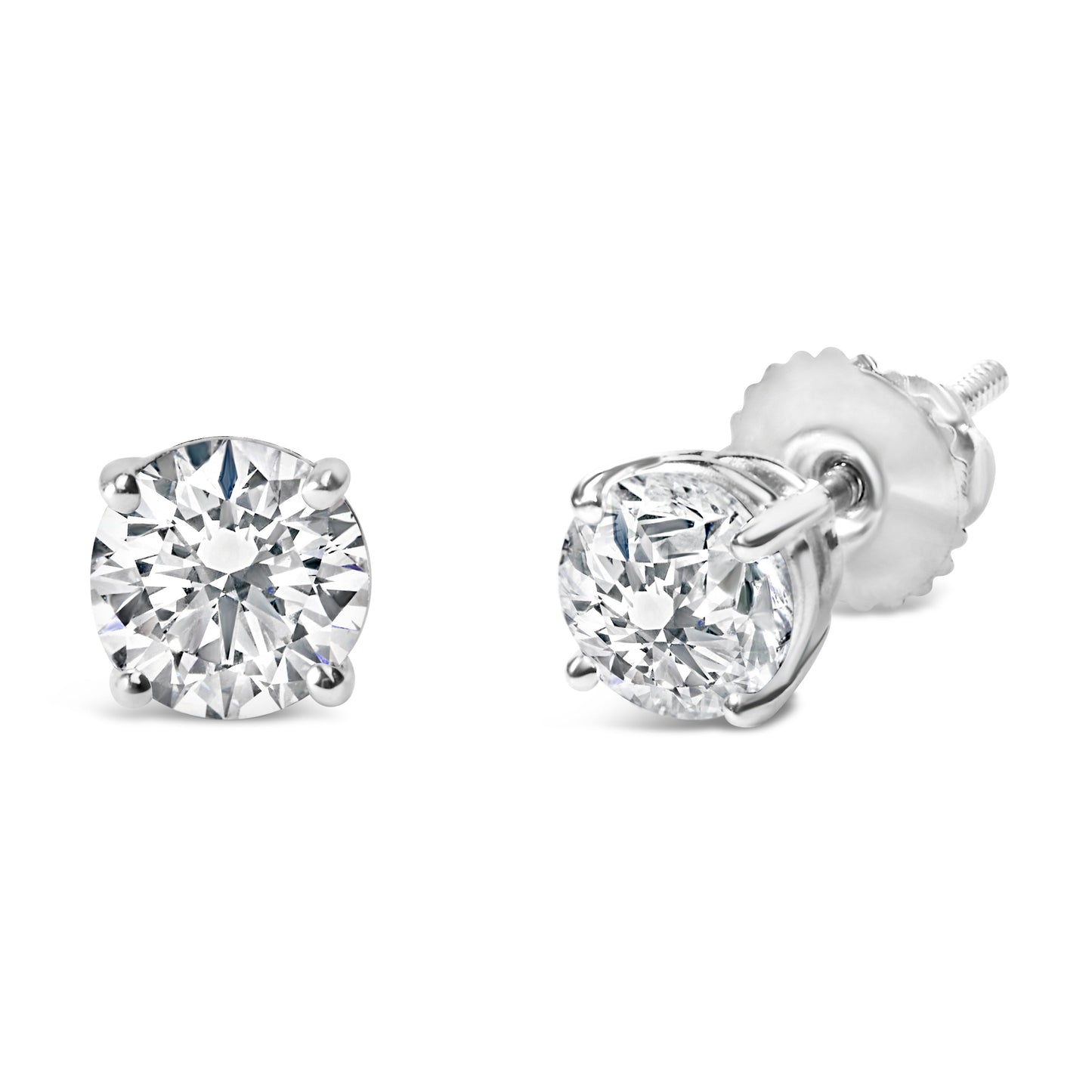 14K White Gold 3.0 Cttw Lab Grown Diamond Solitaire Stud Earrings Bids.com