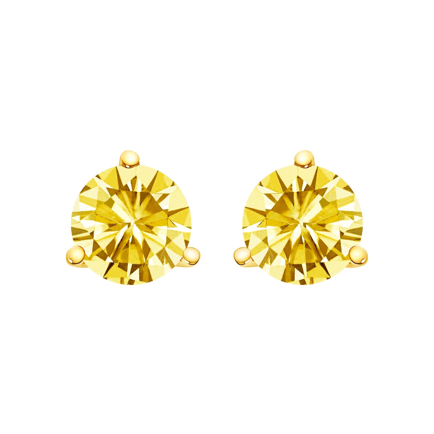 14K White Gold 3-Prong Martini Set 1.0 Cttw Yellow Lab Grown Diamond Solitaire Stud Earrings Bids.com