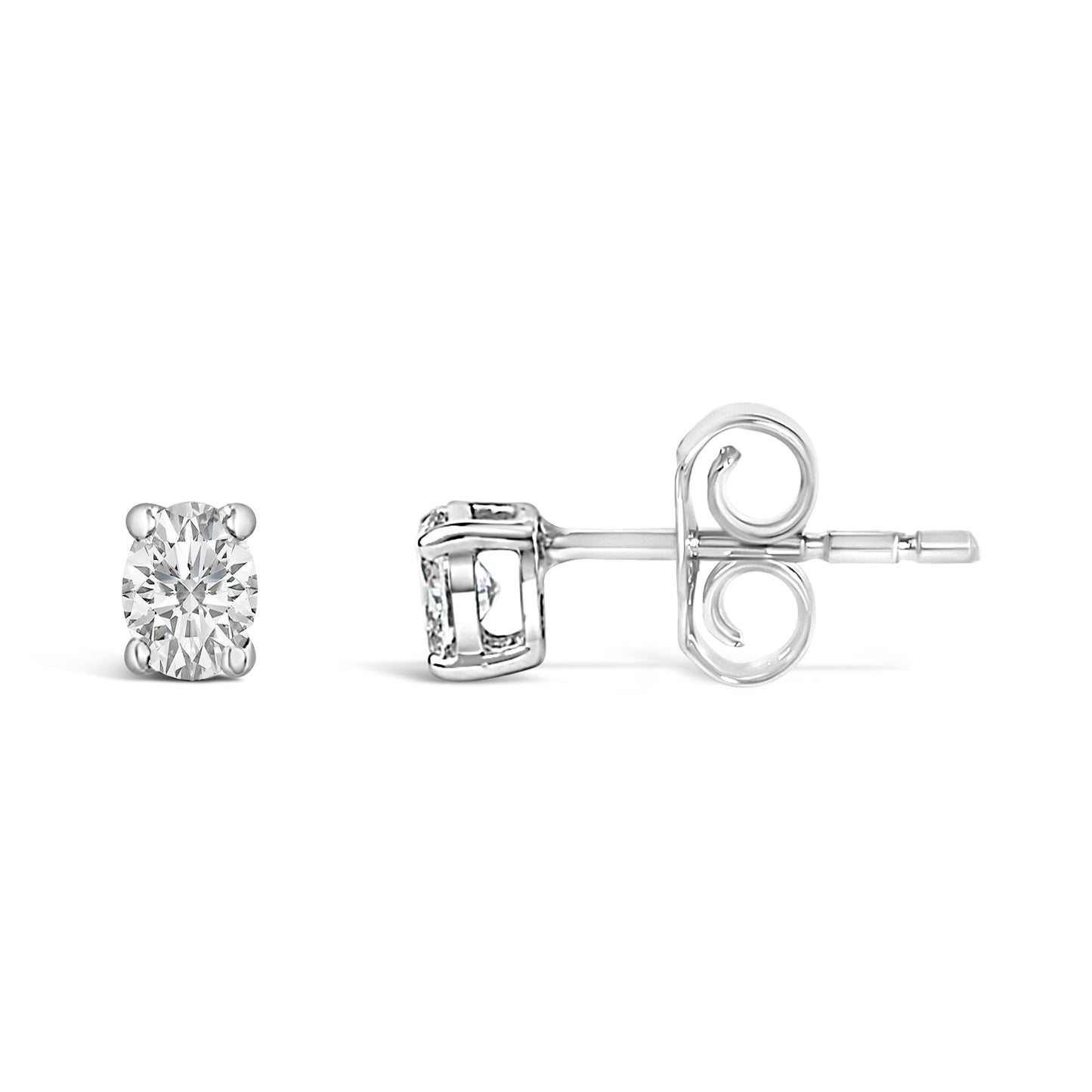 14K White Gold 1/4 Ctw Oval Lab-Grown Diamond Solitaire Stud Earrings Bids.com