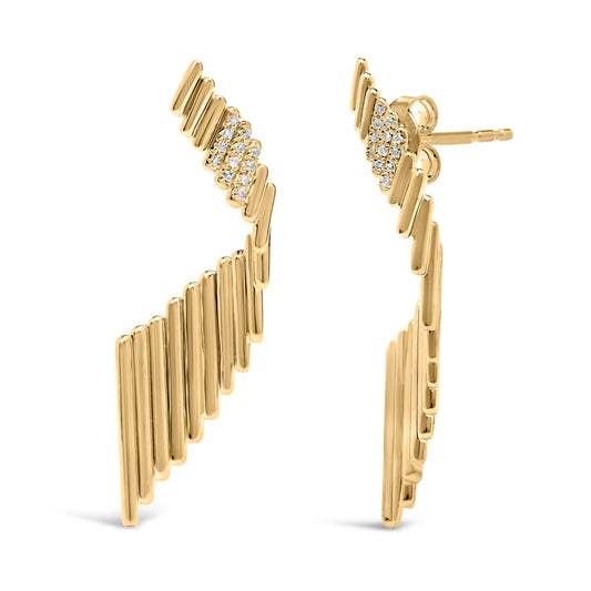 14K Yellow Gold Plated .925 Sterling Silver Sculpted Diamond Accent Drop Earrings (H-I Color, I1-I2 Clarity) Bids.com