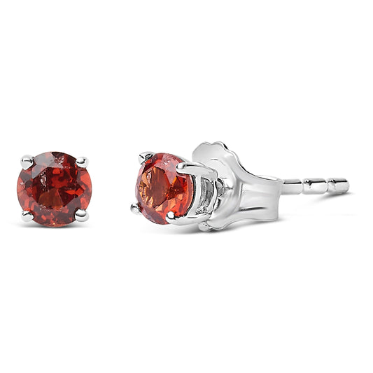 .925 Sterling Silver 3.5 MM Created Round Red Garnet Solitaire Stud Earrings Bids.com